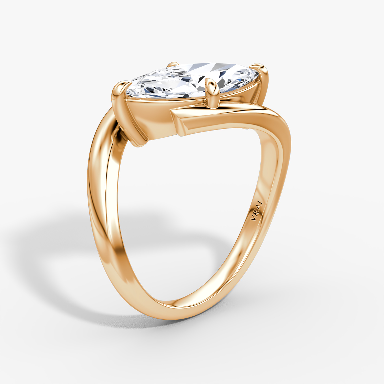 Wrapped Solitairo | Marquise | 14k | Oro rosa | bandAccent: Simple | diamondOrientation: vertical | caratWeight: other