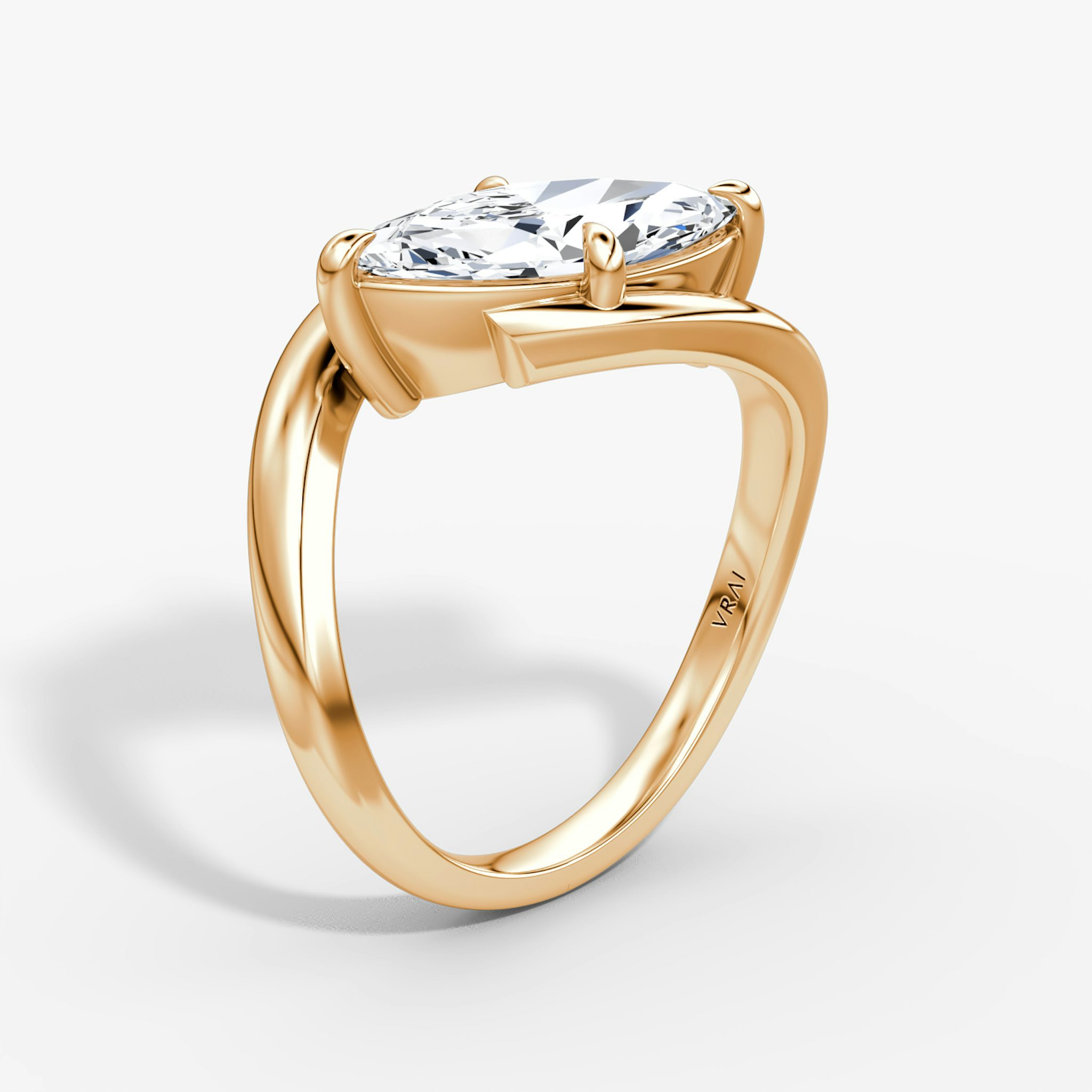Wrapped Solitairo | Marquise | 14k | Oro rosa | bandAccent: Simple | diamondOrientation: vertical | caratWeight: other