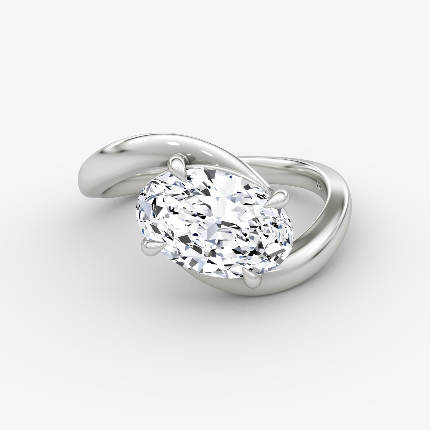 The Wrapped Solitaire | Oval | Platinum | bandAccent: Plain | diamondOrientation: vertical | caratWeight: other