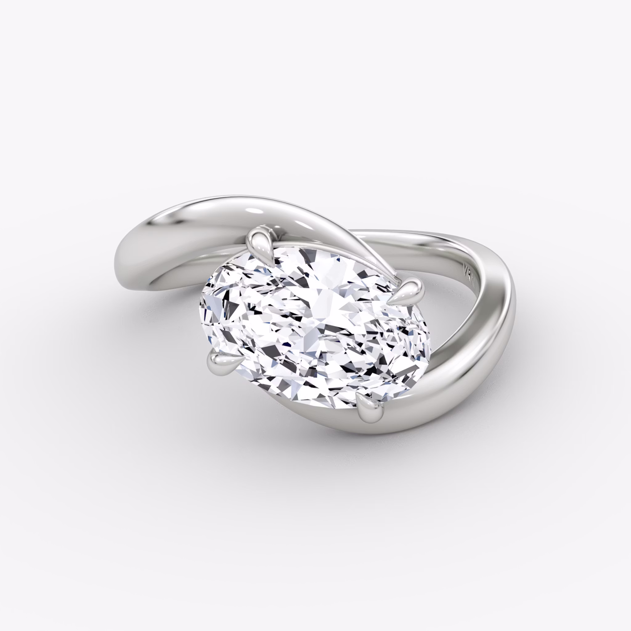 The Wrapped Solitaire | Oval | Platinum | bandAccent: Plain | diamondOrientation: vertical | caratWeight: other