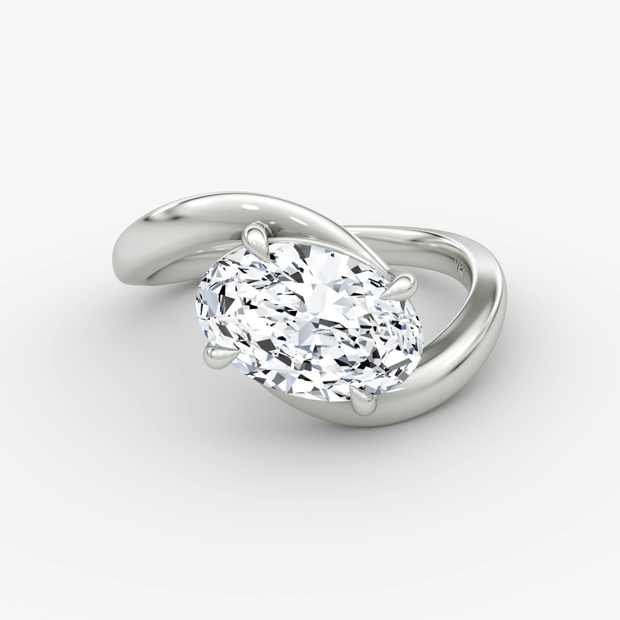 The Wrapped Solitaire | Oval | Platinum | bandAccent: Plain | diamondOrientation: vertical | caratWeight: other