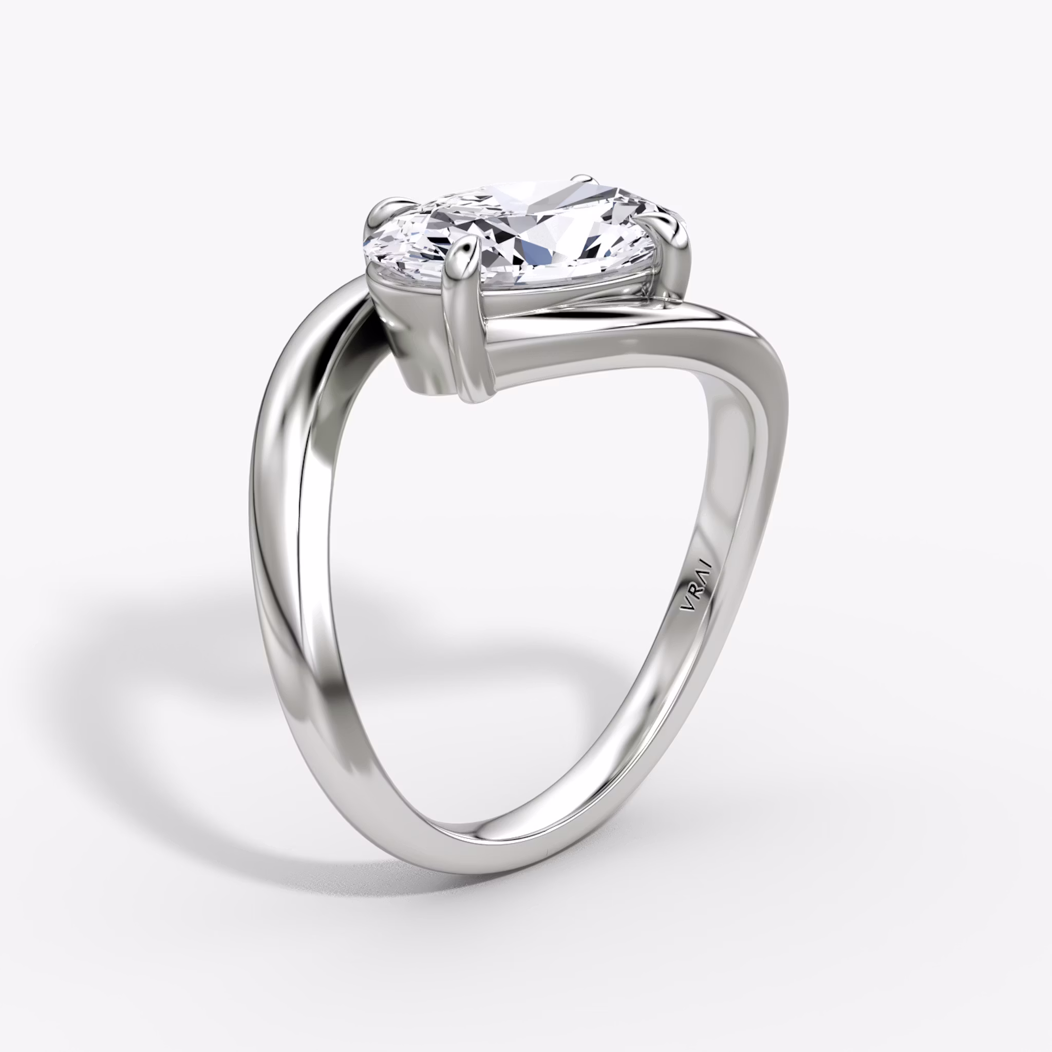 The Wrapped Solitaire | Oval | Platinum | bandAccent: Plain | diamondOrientation: vertical | caratWeight: other