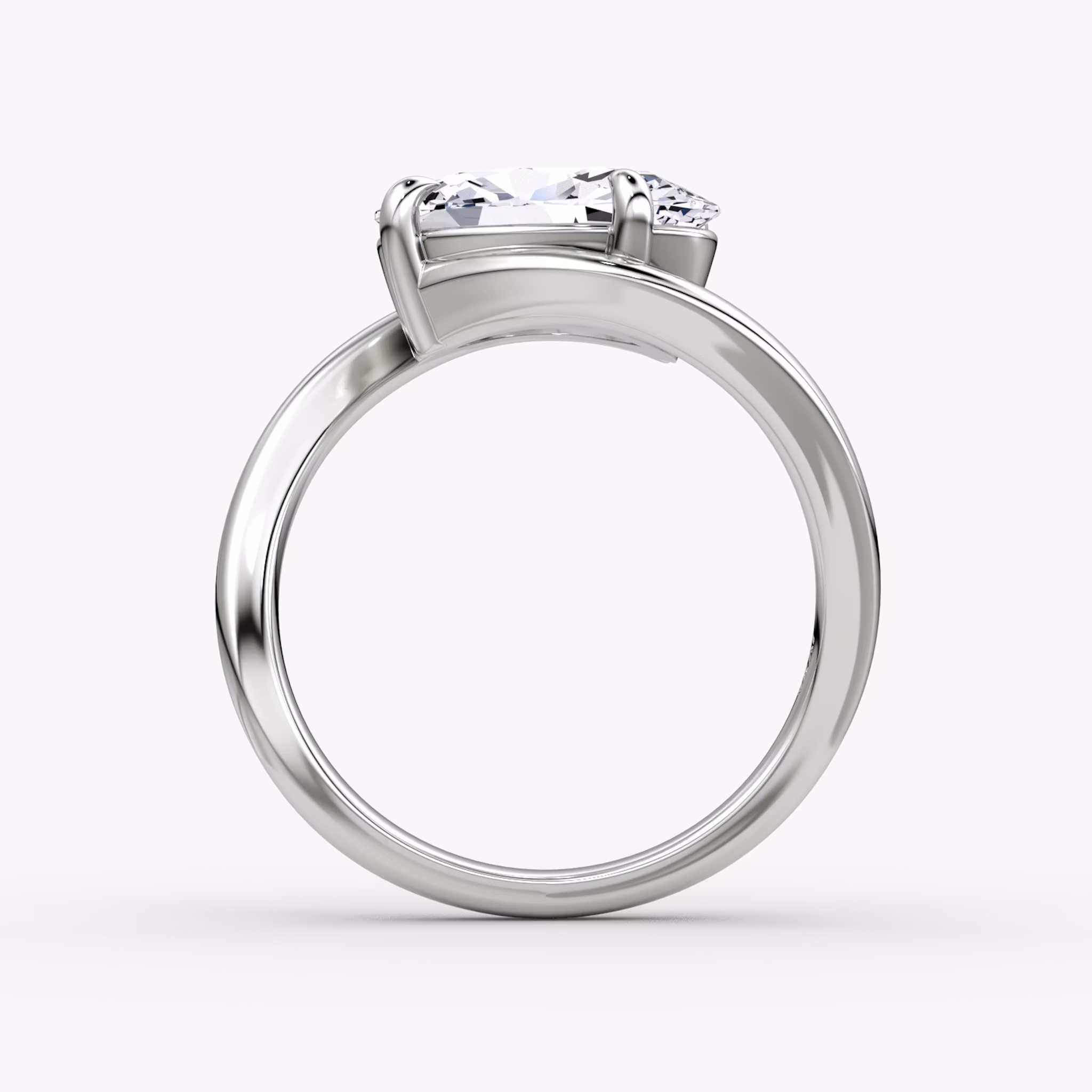 The Wrapped Solitaire | Oval | Platinum | bandAccent: Plain | diamondOrientation: vertical | caratWeight: other