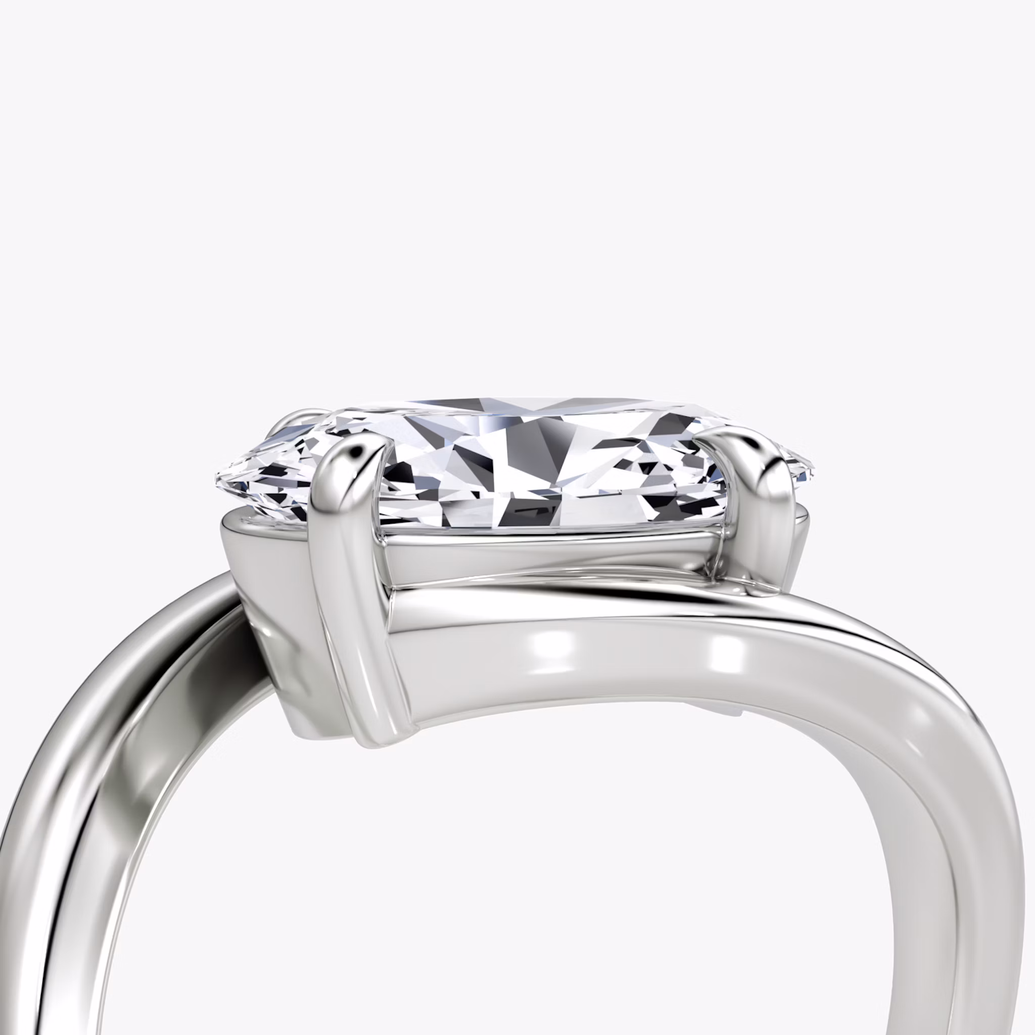 The Wrapped Solitaire | Oval | Platinum | bandAccent: Plain | diamondOrientation: vertical | caratWeight: other