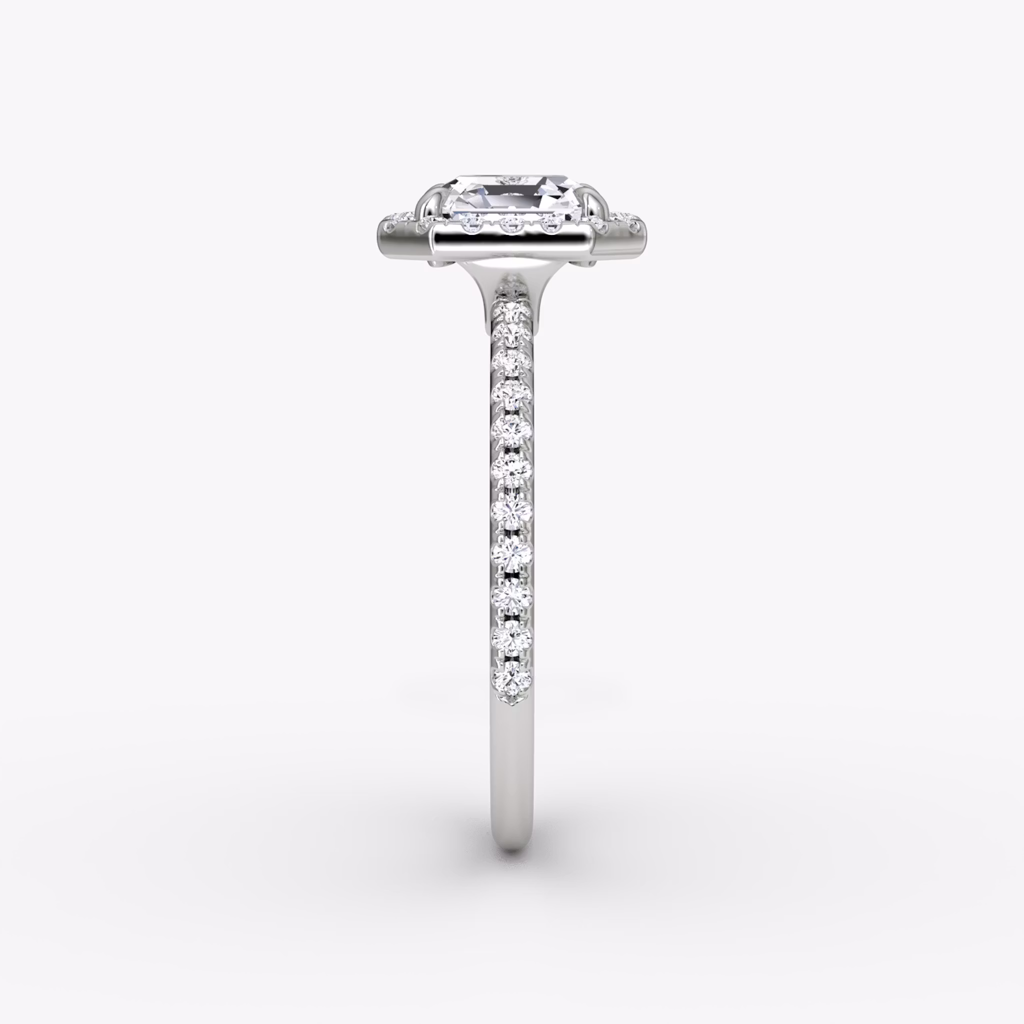 The Halo | Asscher | 18k | White Gold | bandAccent: Pavé | haloSize: original | diamondOrientation: vertical | caratWeight: other