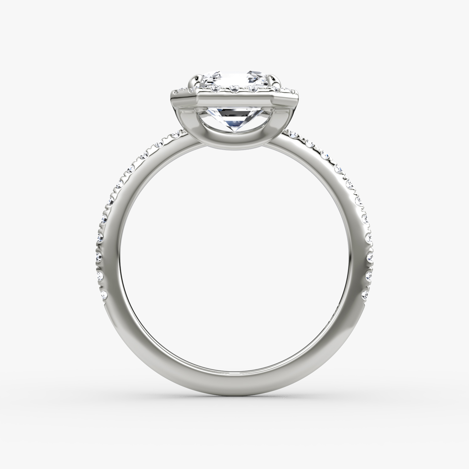 The Halo | Asscher | 18k | White Gold | bandAccent: Pavé | haloSize: original | diamondOrientation: vertical | caratWeight: other