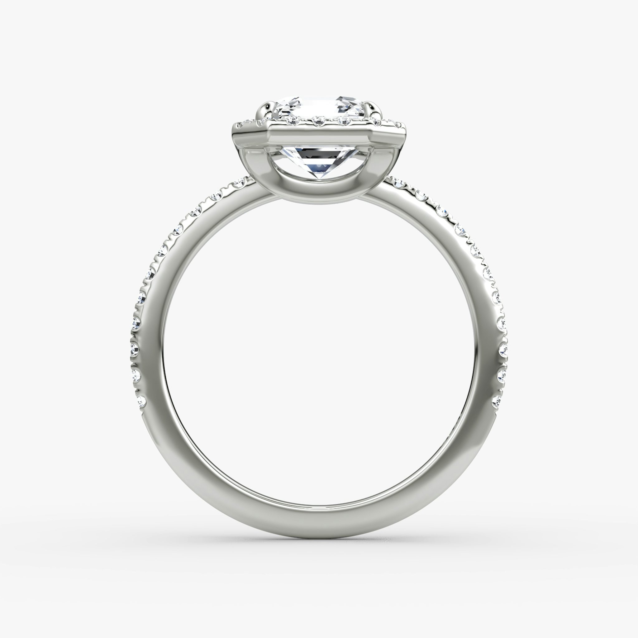 The Halo | Asscher | 18k | White Gold | bandAccent: Pavé | haloSize: original | diamondOrientation: vertical | caratWeight: other