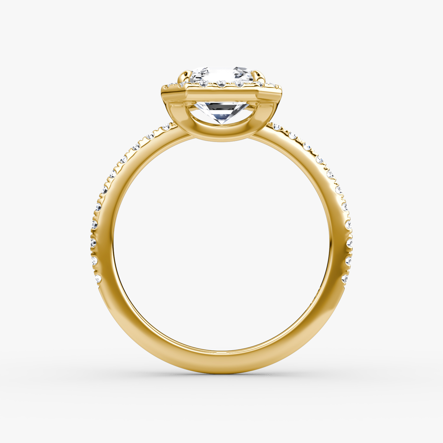 The Halo | Asscher | 18k | Yellow Gold | bandAccent: Pavé | haloSize: original | diamondOrientation: vertical | caratWeight: other