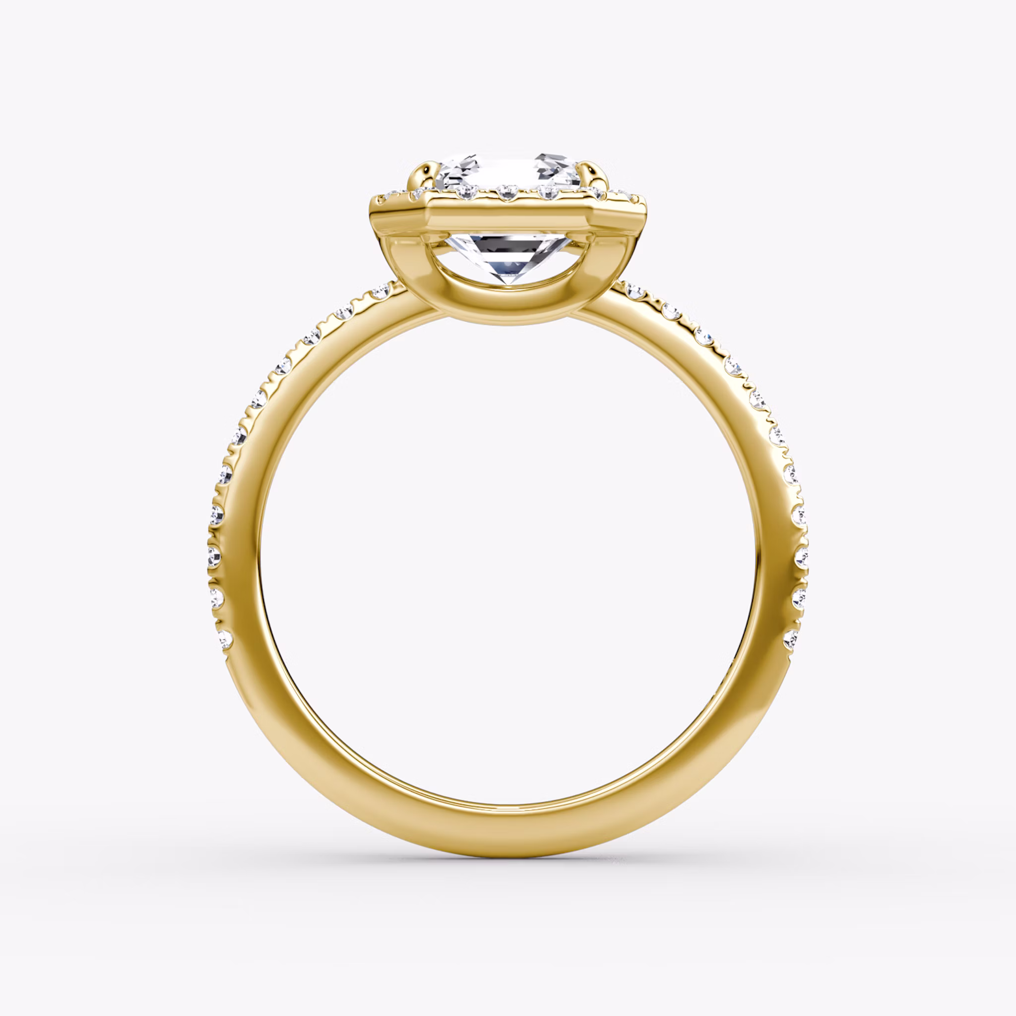 The Halo | Asscher | 18k | Yellow Gold | bandAccent: Pavé | haloSize: original | diamondOrientation: vertical | caratWeight: other
