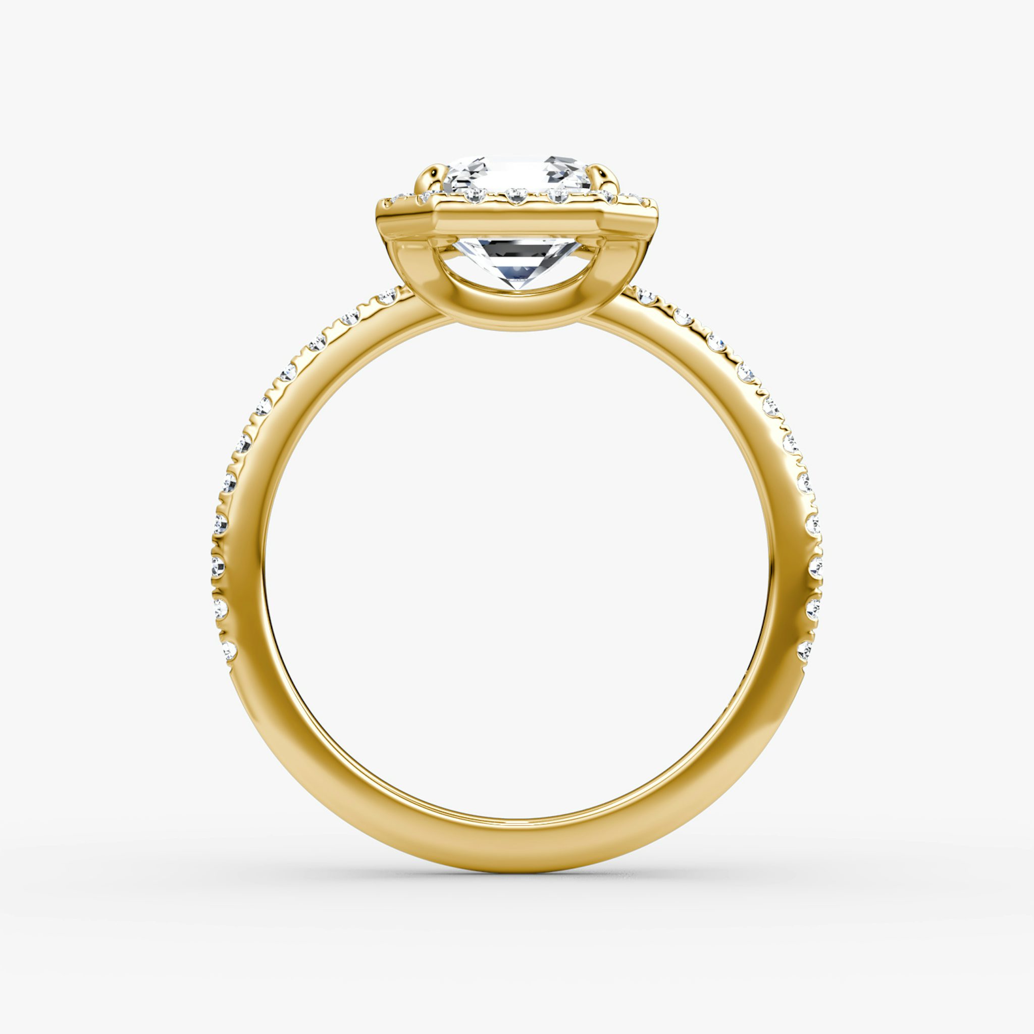 The Halo | Asscher | 18k | Yellow Gold | bandAccent: Pavé | haloSize: original | diamondOrientation: vertical | caratWeight: other