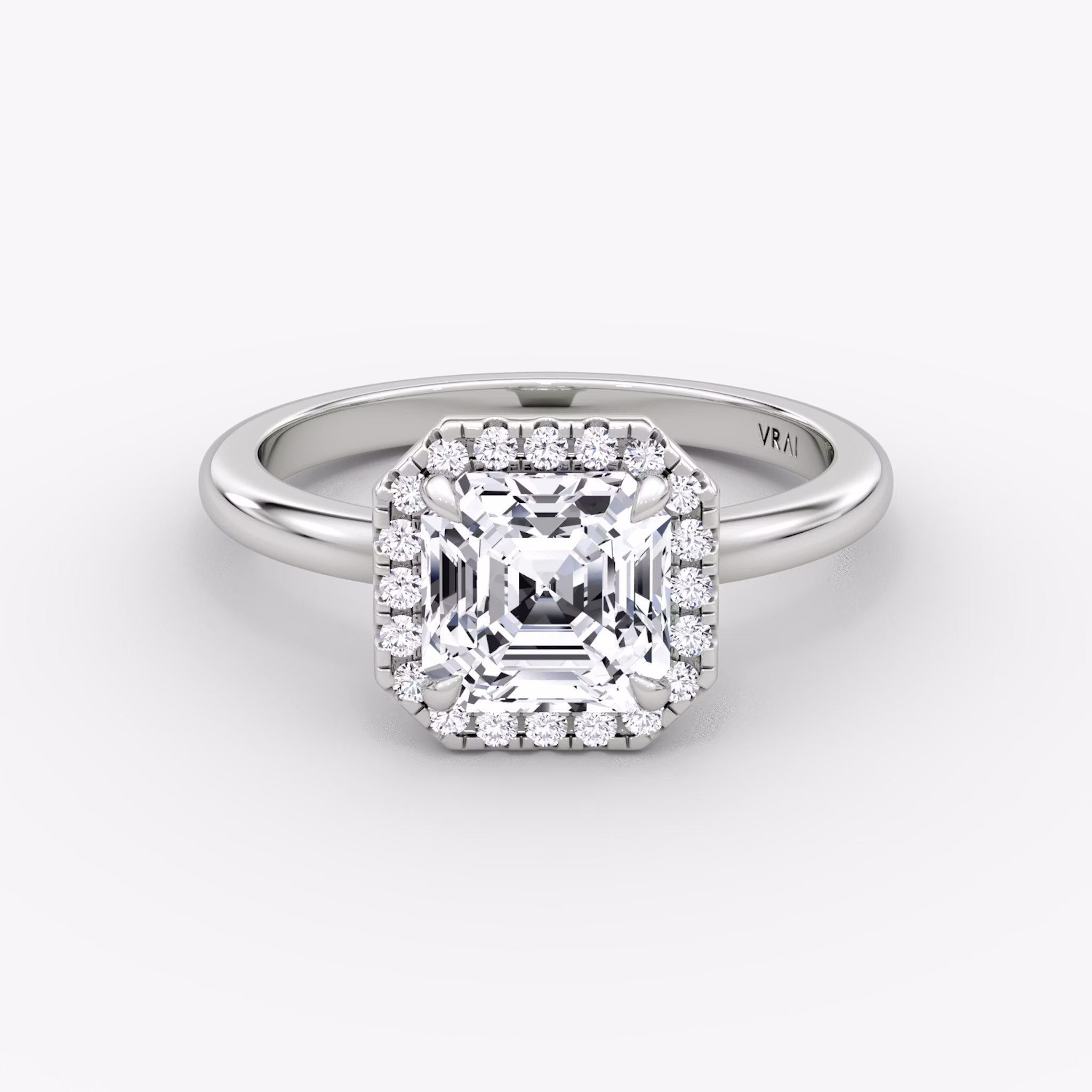 The Halo | Asscher | 18k | White Gold | bandAccent: Plain | haloSize: original | diamondOrientation: vertical | caratWeight: other