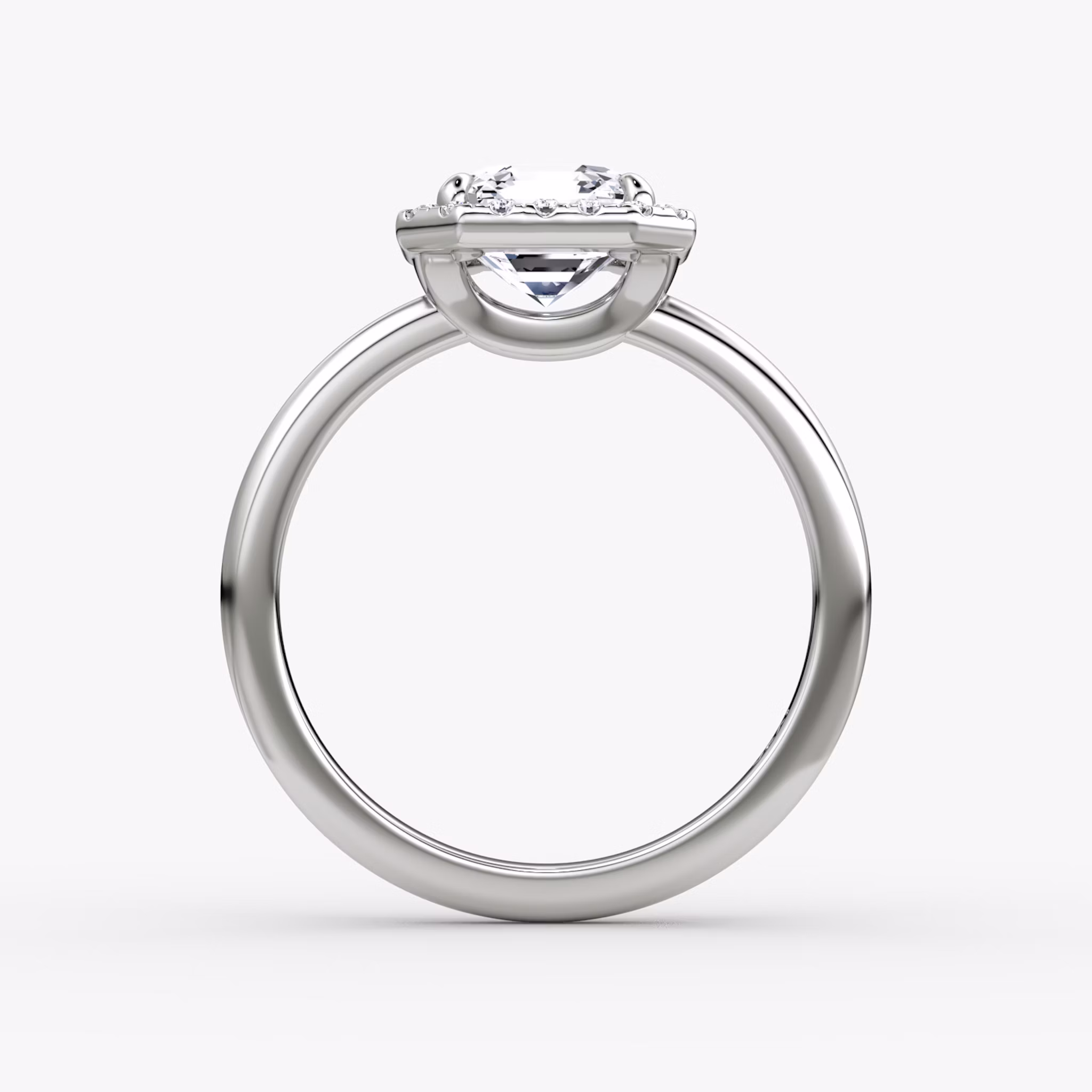 The Halo | Asscher | 18k | White Gold | bandAccent: Plain | haloSize: original | diamondOrientation: vertical | caratWeight: other