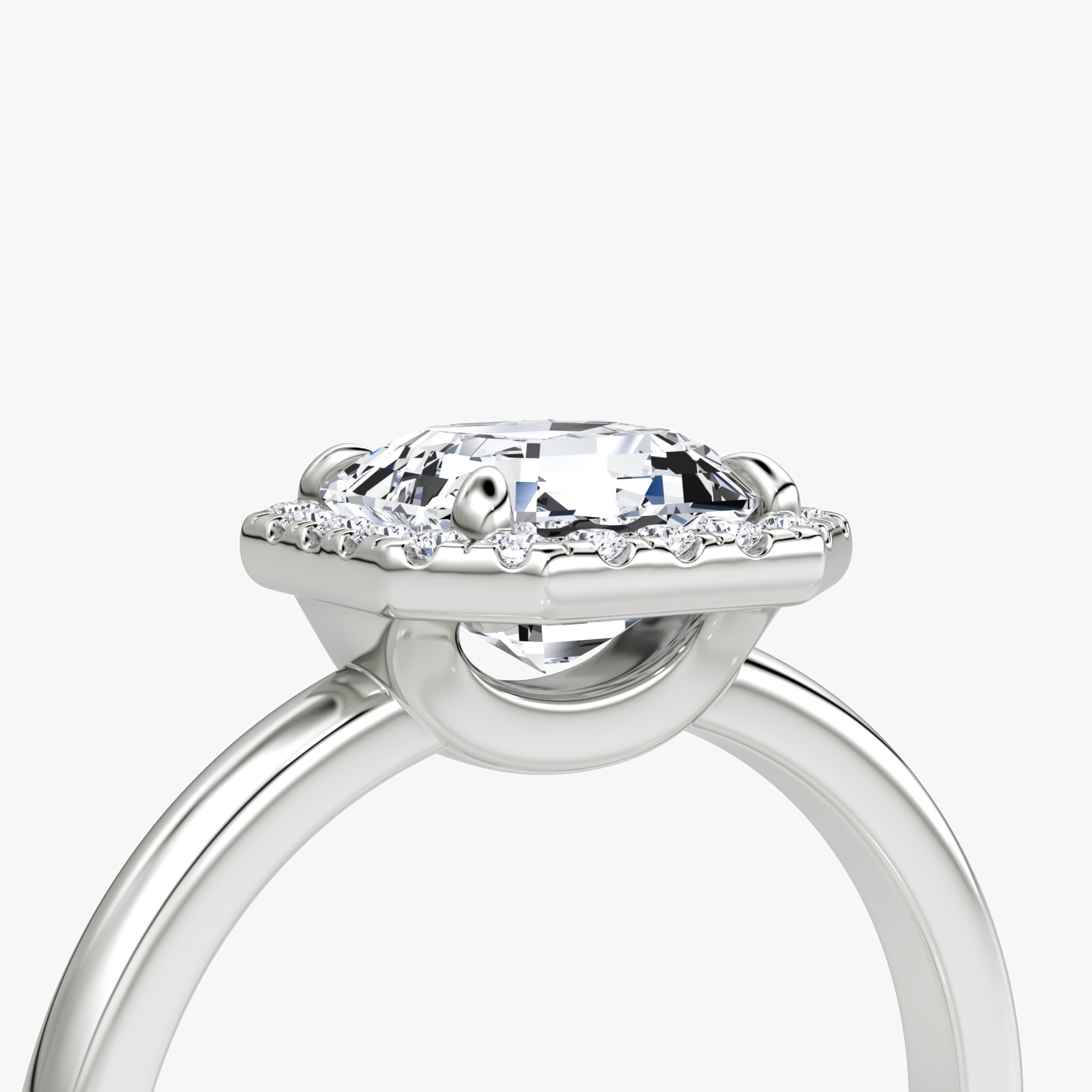 The Halo | Asscher | 18k | White Gold | bandAccent: Plain | haloSize: original | diamondOrientation: vertical | caratWeight: other