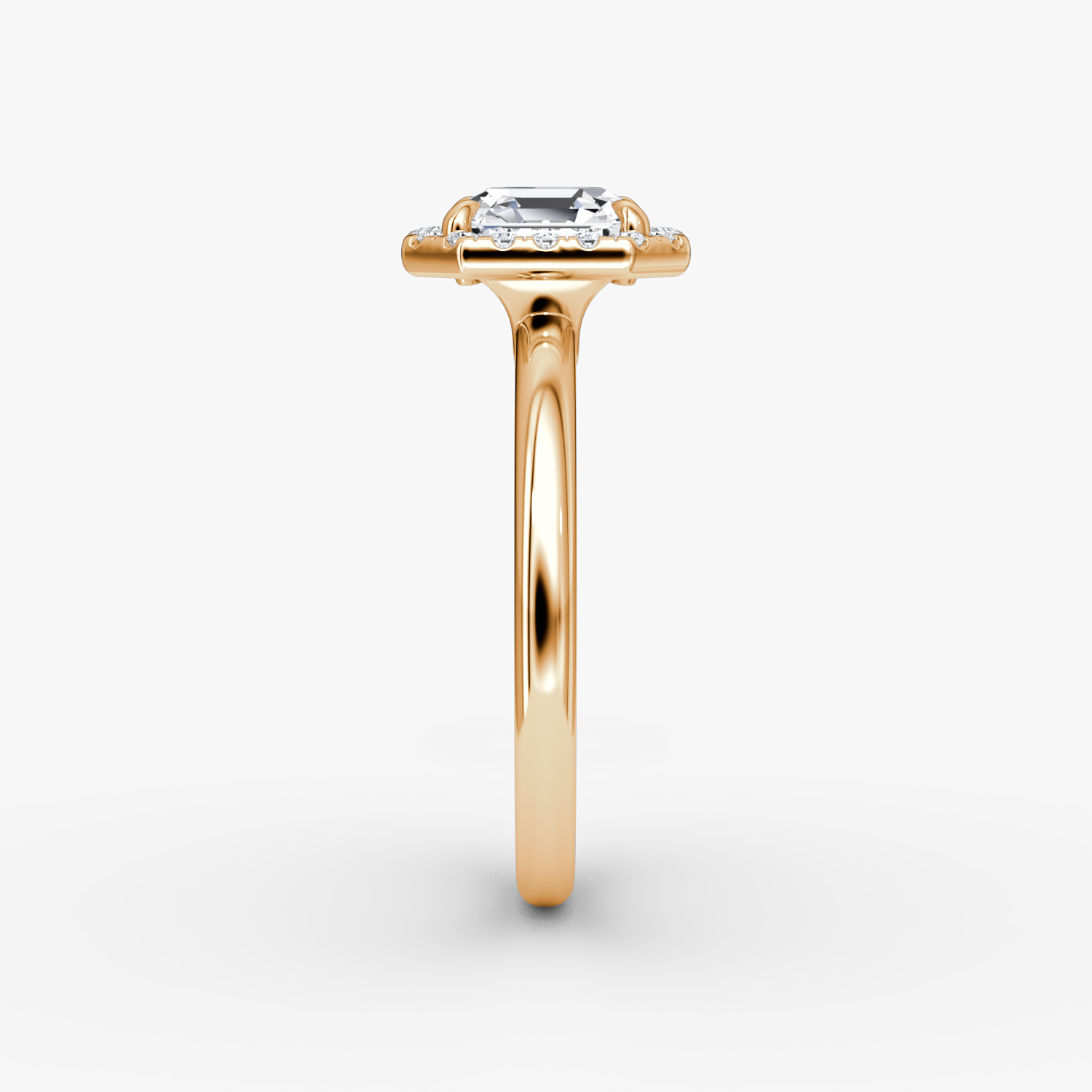 The Halo | Asscher | 14k | Rose Gold | bandAccent: Plain | haloSize: original | diamondOrientation: vertical | caratWeight: other