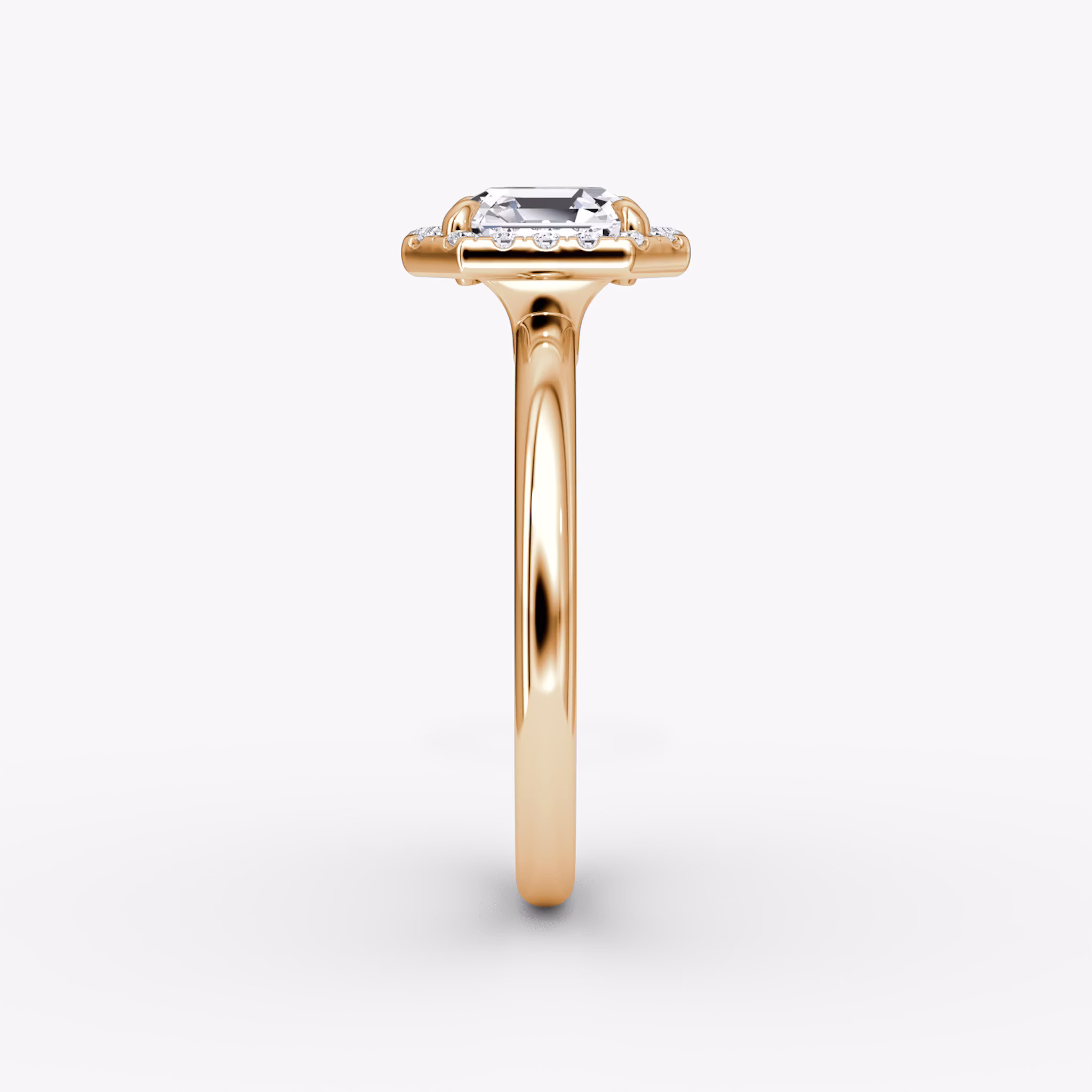 The Halo | Asscher | 14k | Rose Gold | bandAccent: Plain | haloSize: original | diamondOrientation: vertical | caratWeight: other