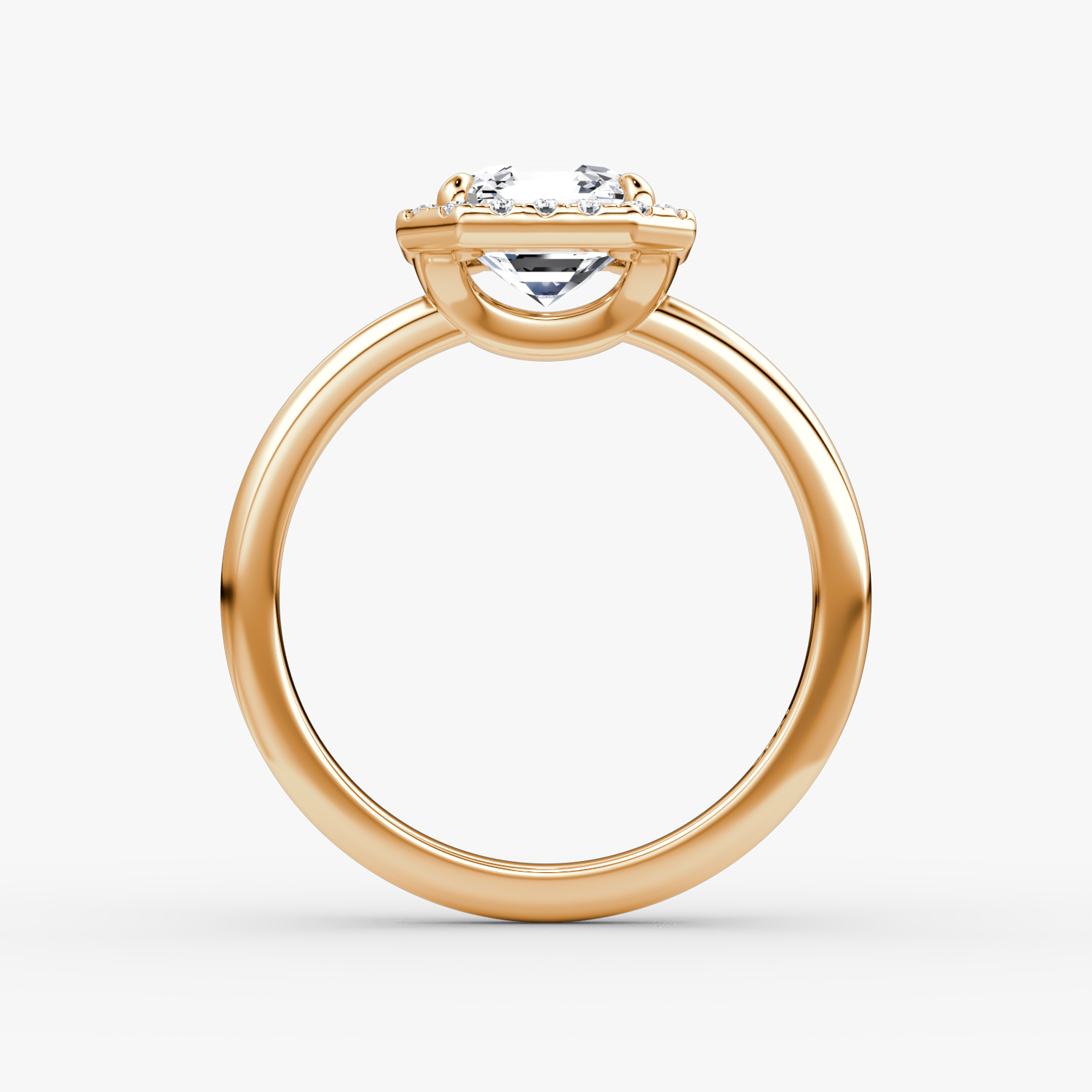 The Halo | Asscher | 14k | Rose Gold | bandAccent: Plain | haloSize: original | diamondOrientation: vertical | caratWeight: other