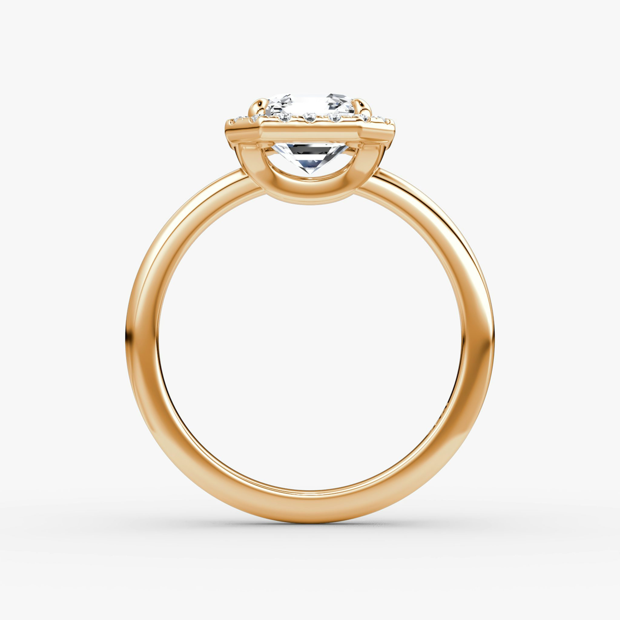 The Halo | Asscher | 14k | Rose Gold | bandAccent: Plain | haloSize: original | diamondOrientation: vertical | caratWeight: other