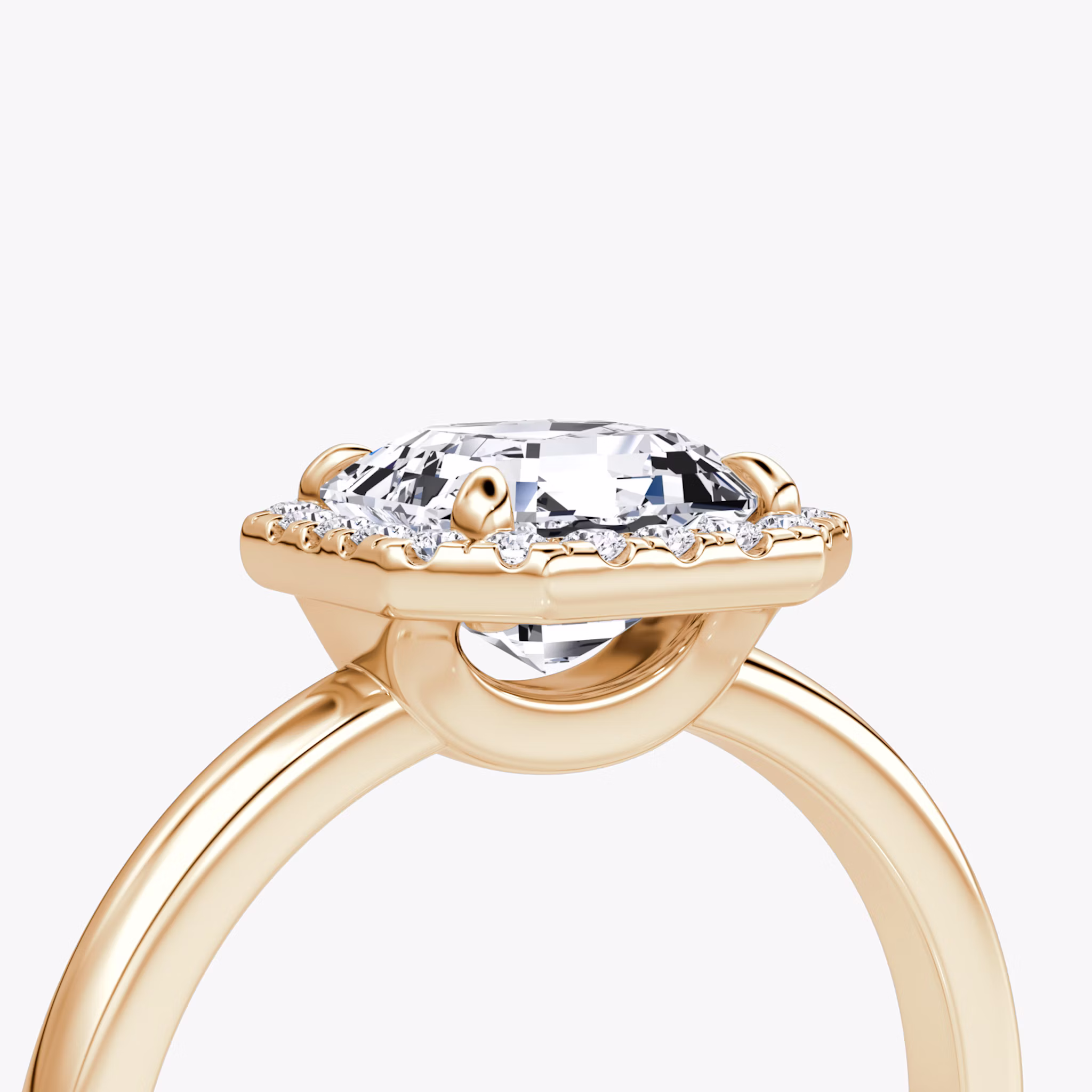 The Halo | Asscher | 14k | Rose Gold | bandAccent: Plain | haloSize: original | diamondOrientation: vertical | caratWeight: other