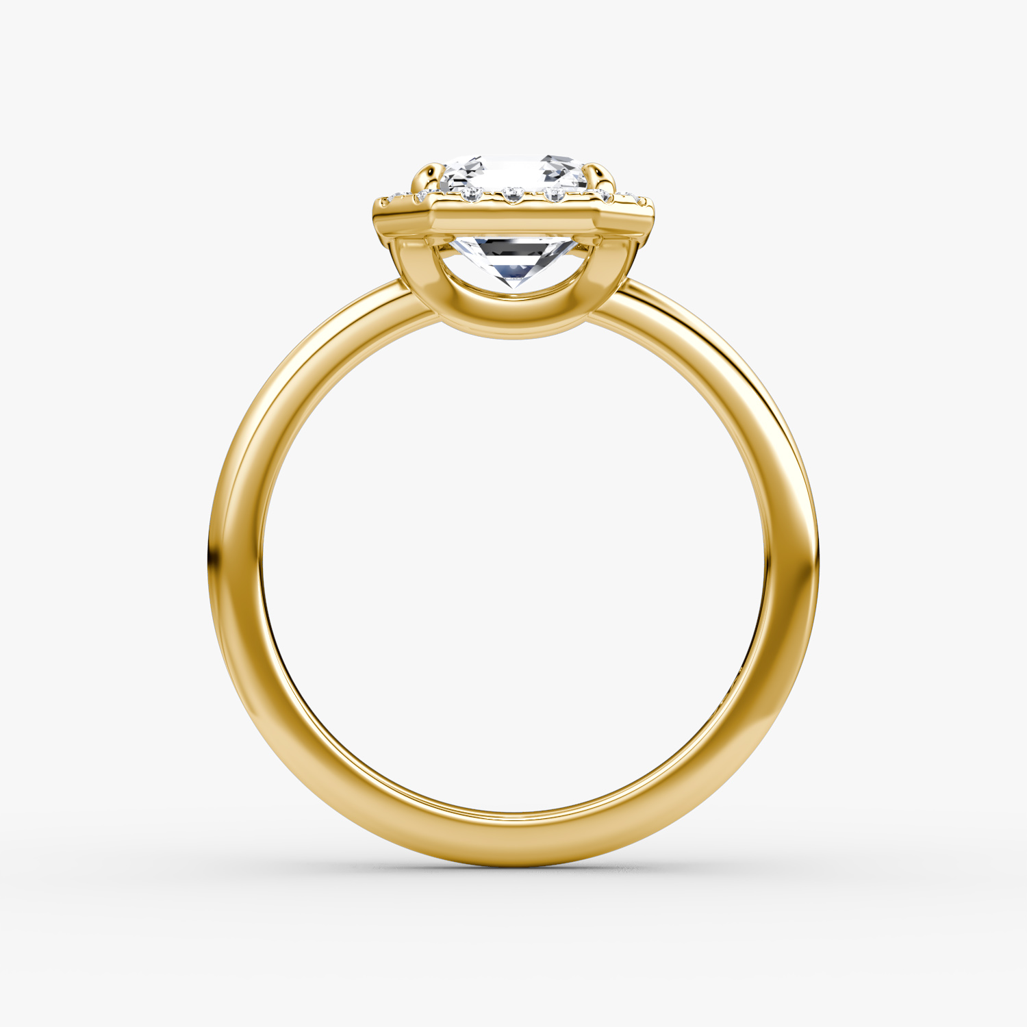 The Halo | Asscher | 18k | Yellow Gold | bandAccent: Plain | haloSize: original | diamondOrientation: vertical | caratWeight: other