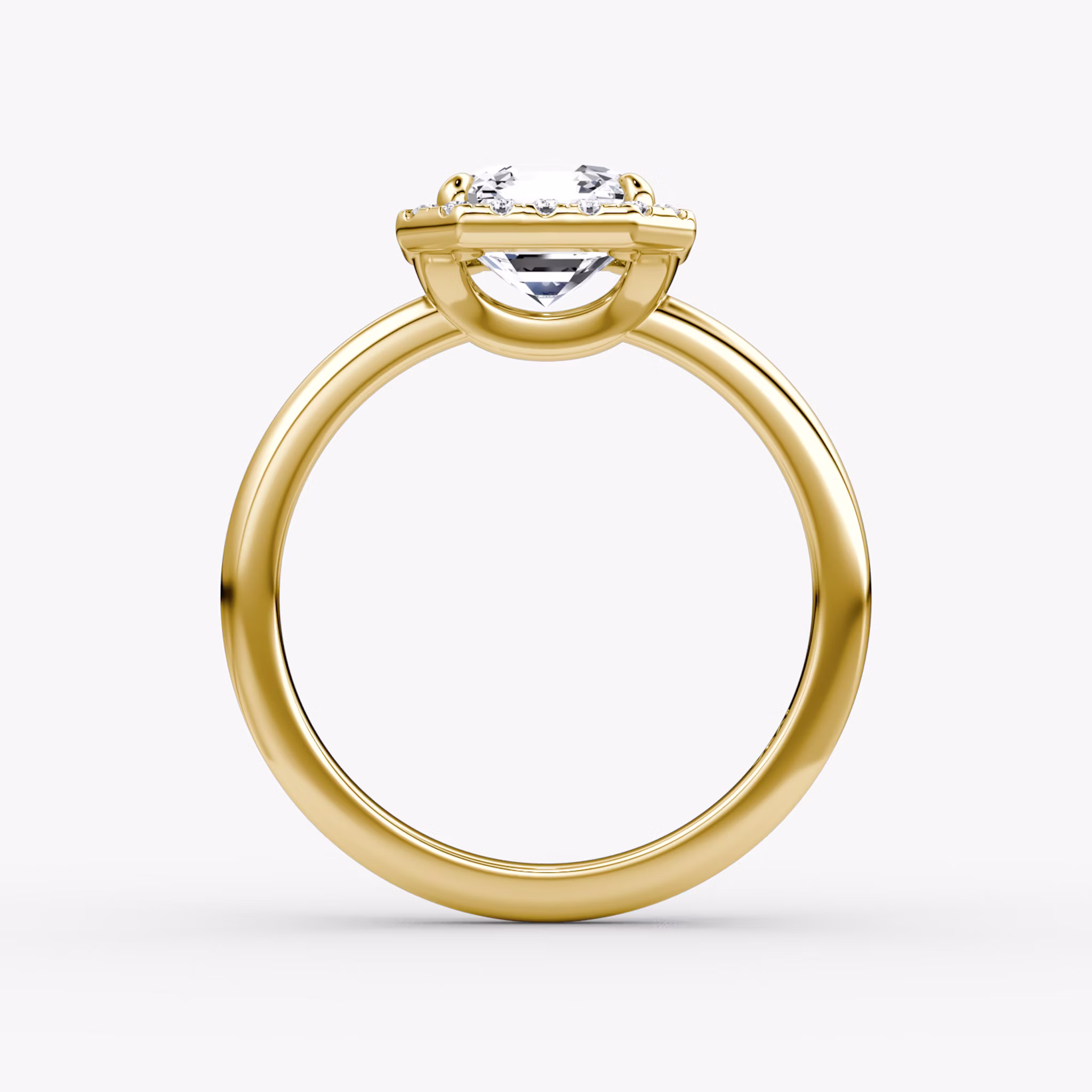 The Halo | Asscher | 18k | Yellow Gold | bandAccent: Plain | haloSize: original | diamondOrientation: vertical | caratWeight: other