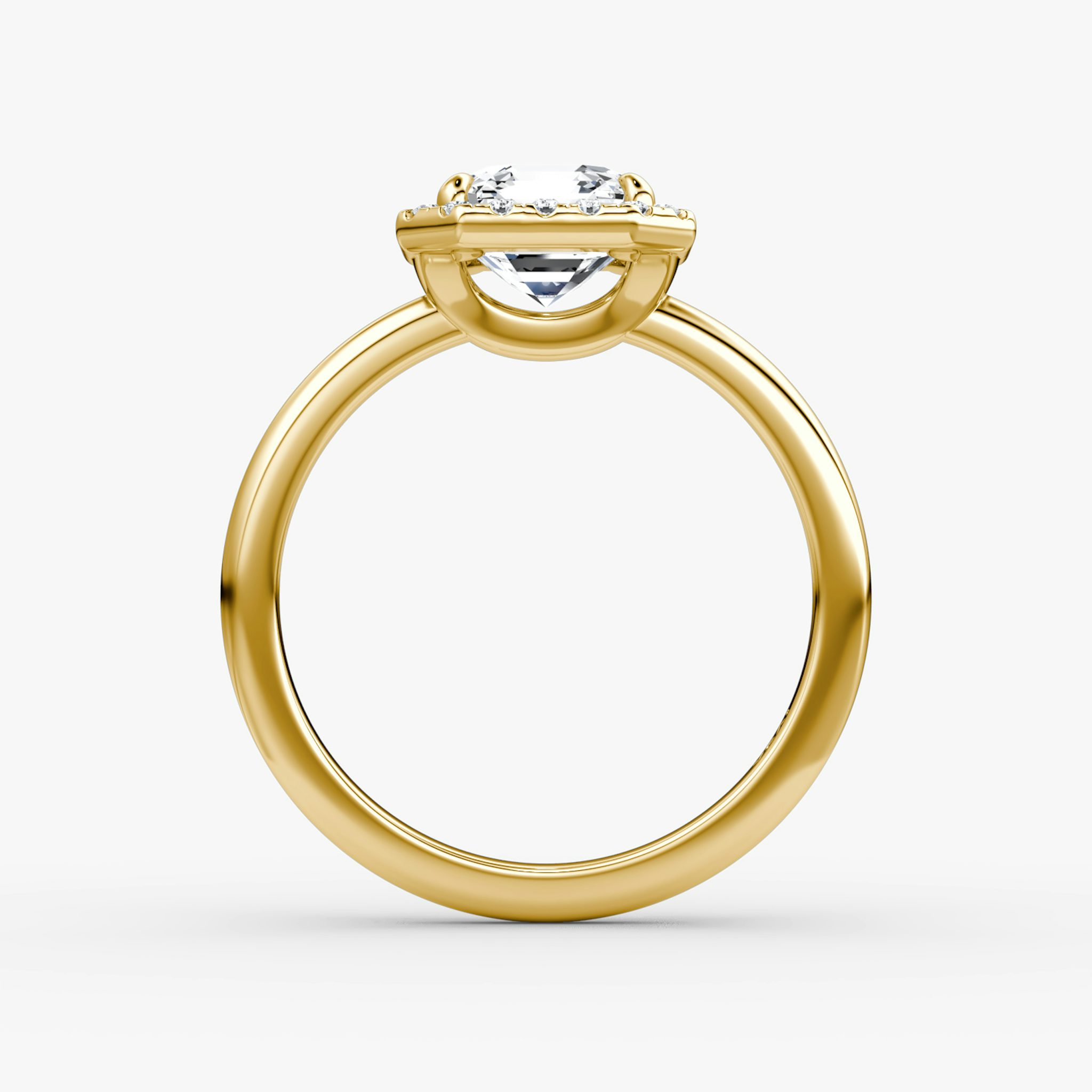 The Halo | Asscher | 18k | Yellow Gold | bandAccent: Plain | haloSize: original | diamondOrientation: vertical | caratWeight: other