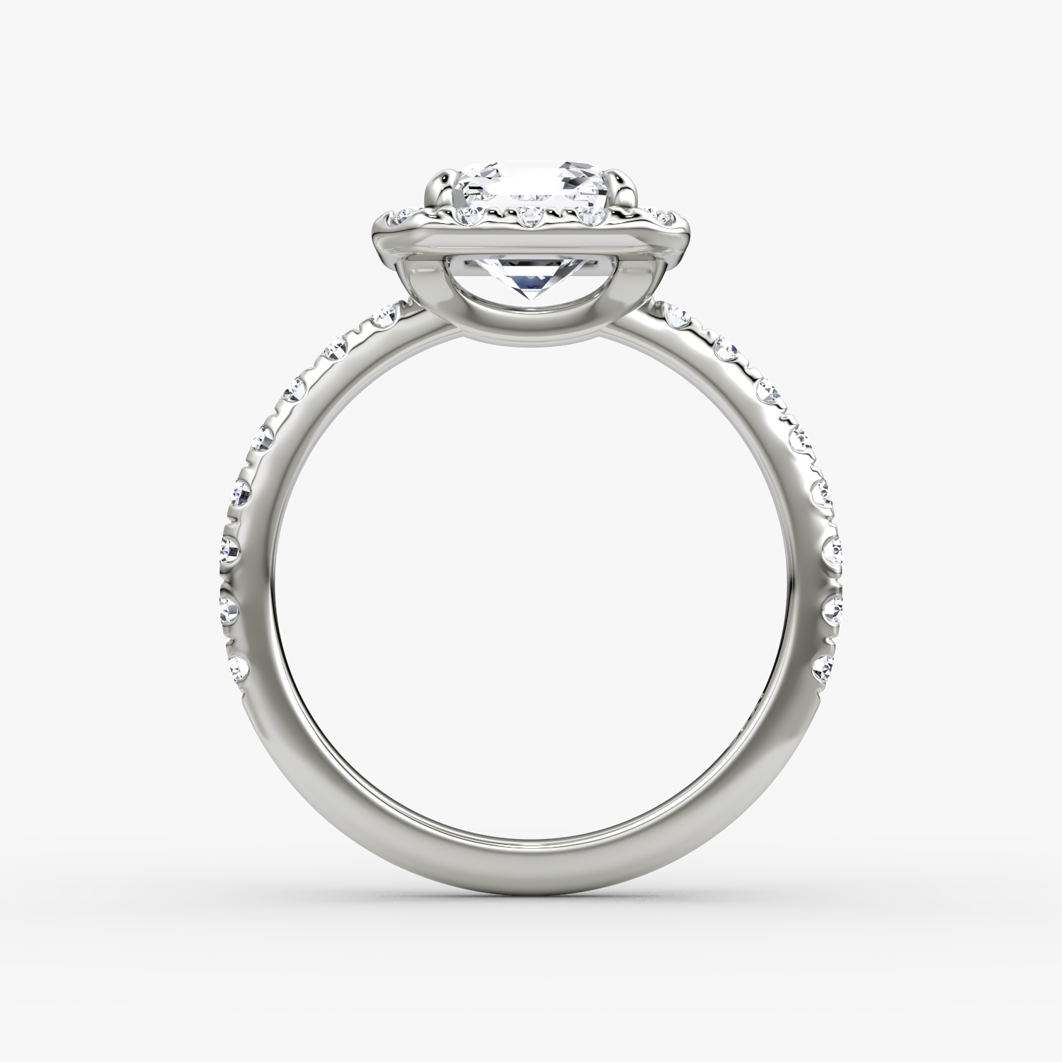 The Halo | Asscher | 18k | White Gold | bandAccent: Pavé | haloSize: large | diamondOrientation: vertical | caratWeight: other