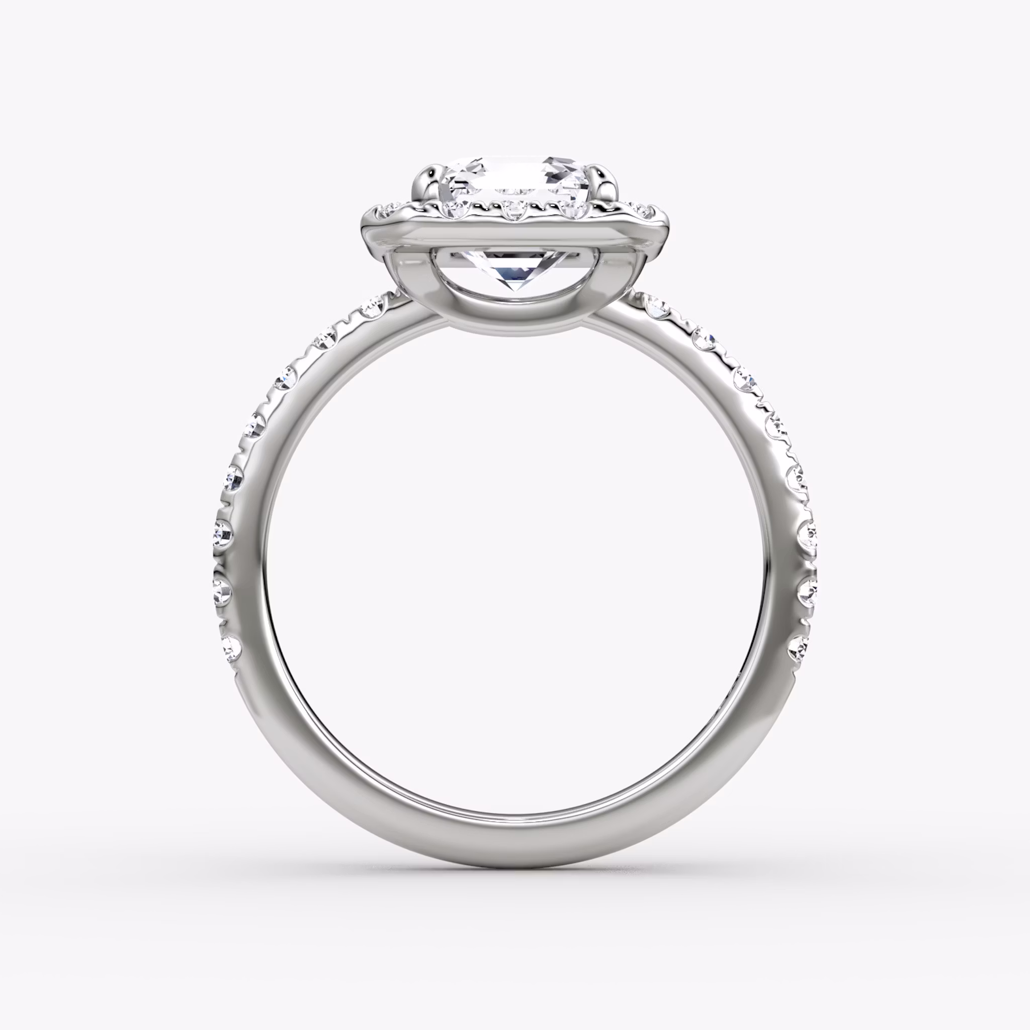 The Halo | Asscher | 18k | White Gold | bandAccent: Pavé | haloSize: large | diamondOrientation: vertical | caratWeight: other