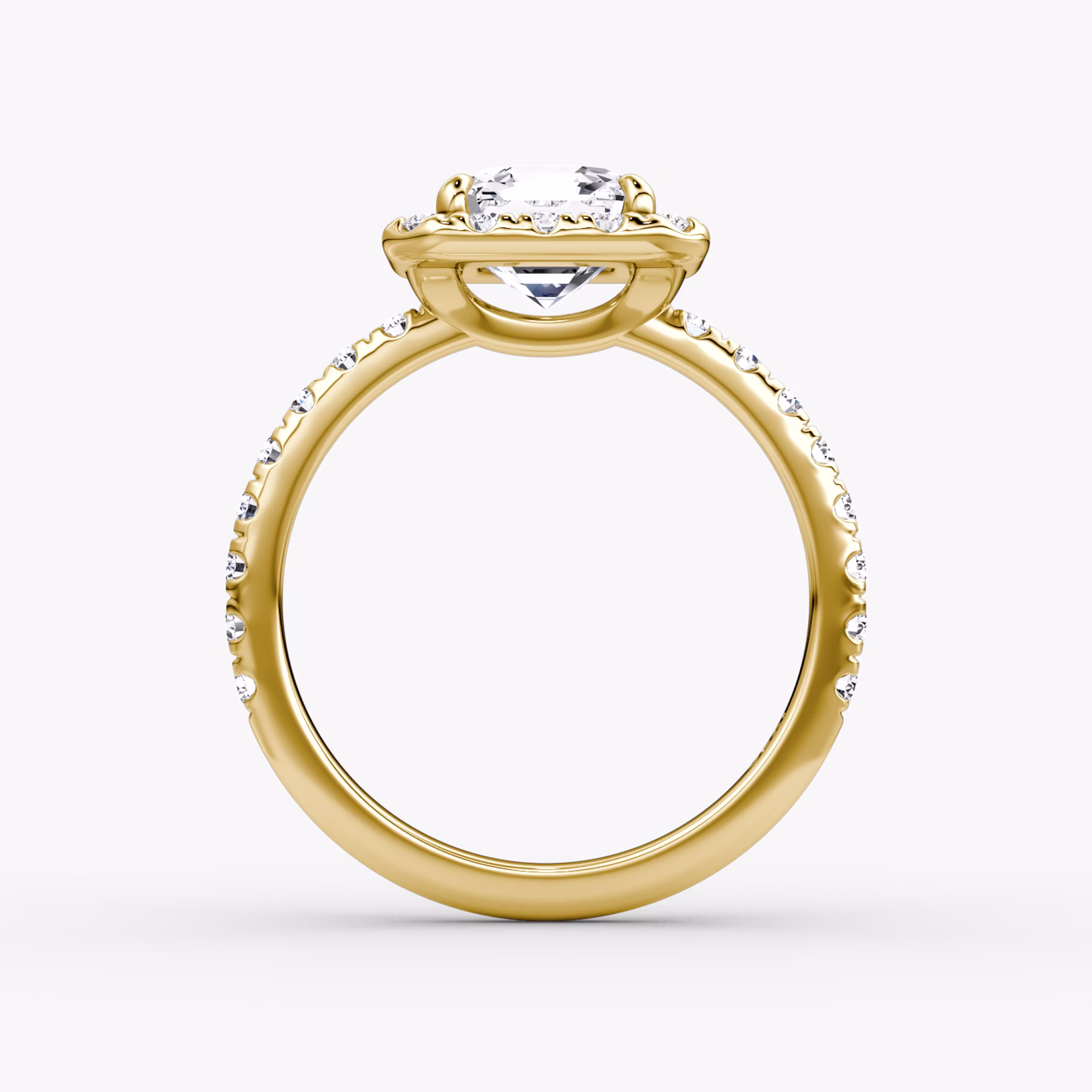 The Halo | Asscher | 18k | Yellow Gold | bandAccent: Pavé | haloSize: large | diamondOrientation: vertical | caratWeight: other