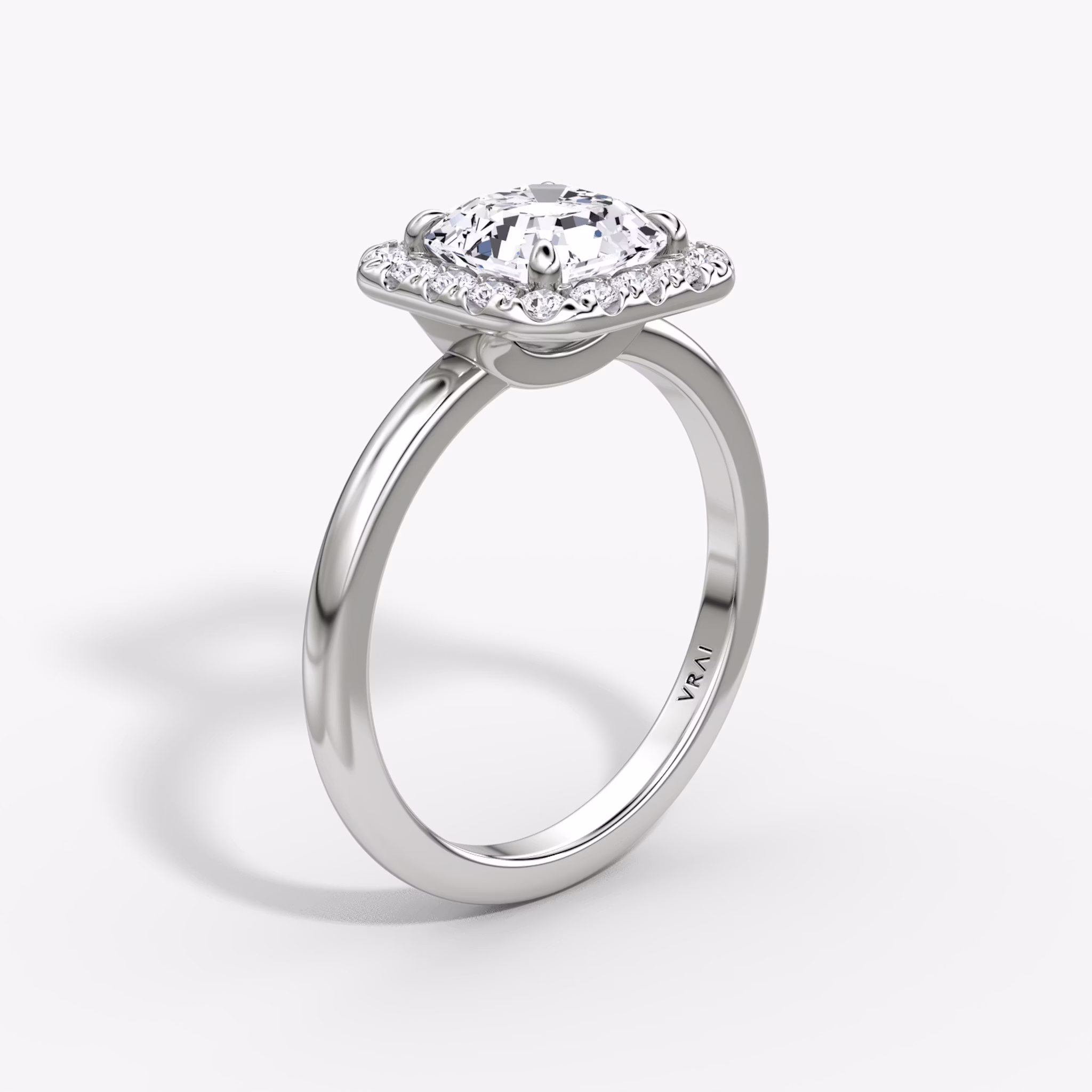 The Halo | Asscher | 18k | White Gold | bandAccent: Plain | haloSize: large | diamondOrientation: vertical | caratWeight: other