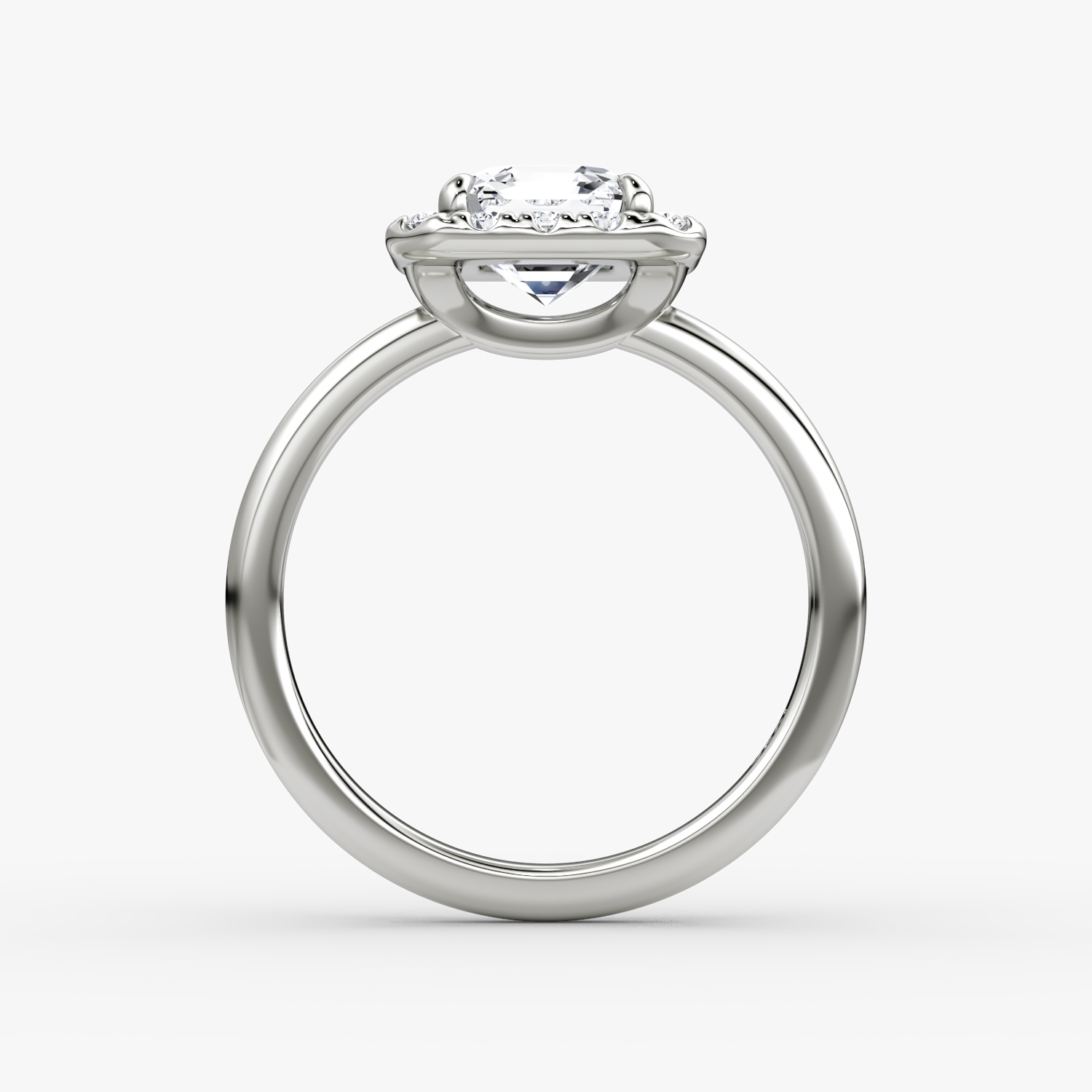 The Halo | Asscher | 18k | White Gold | bandAccent: Plain | haloSize: large | diamondOrientation: vertical | caratWeight: other