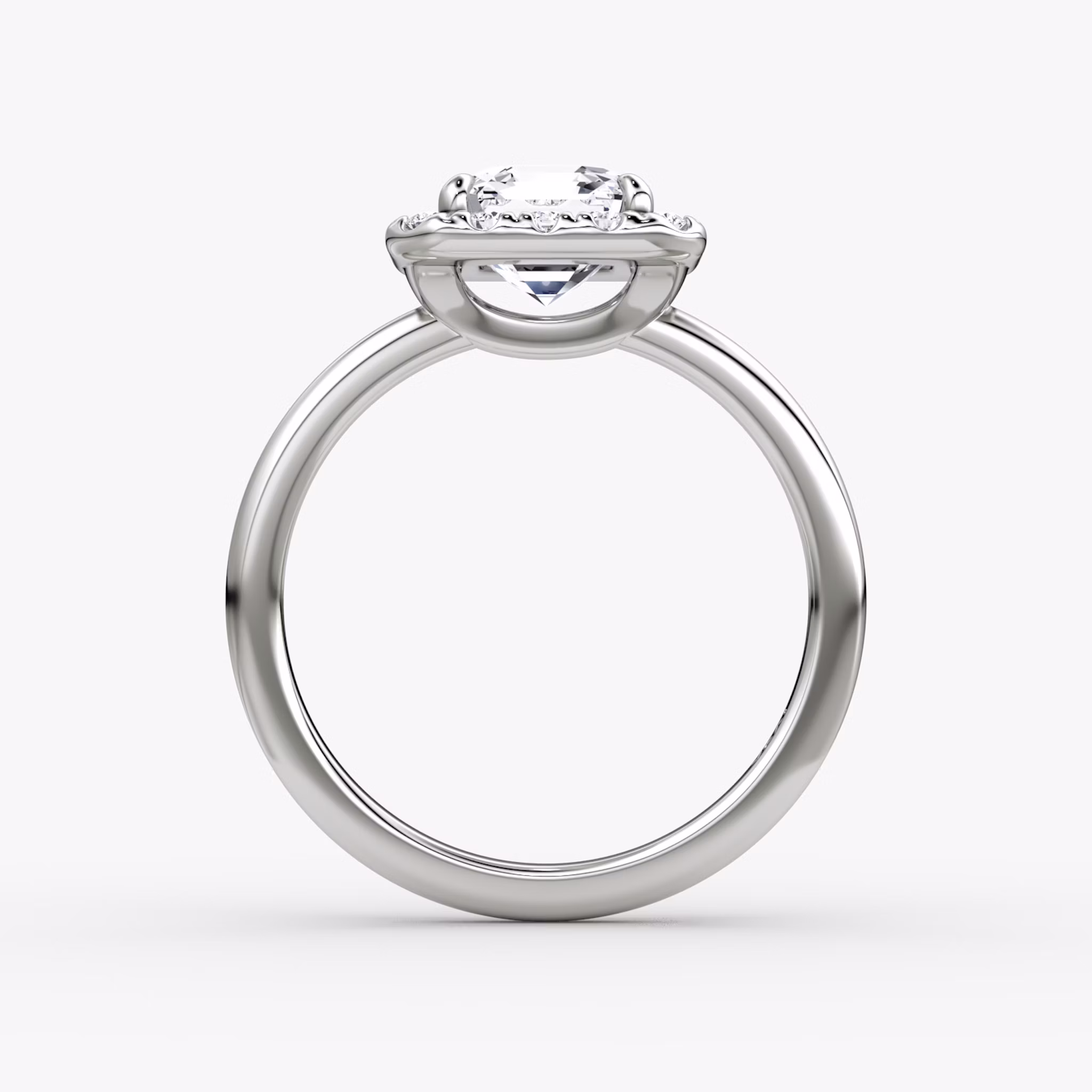The Halo | Asscher | 18k | White Gold | bandAccent: Plain | haloSize: large | diamondOrientation: vertical | caratWeight: other
