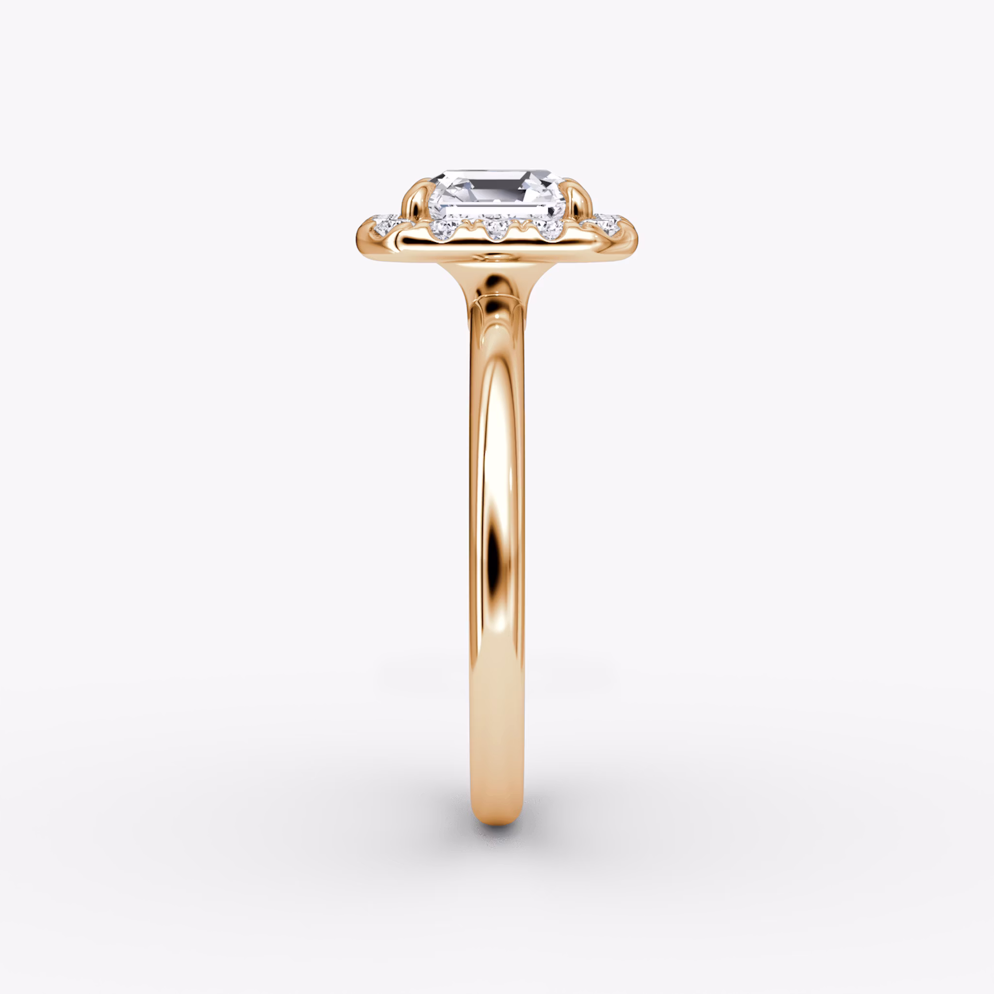 Anillo de compromiso Halo | Asscher | 14k | Oro rosa | bandAccent: Simple | haloSize: large | diamondOrientation: vertical | caratWeight: other