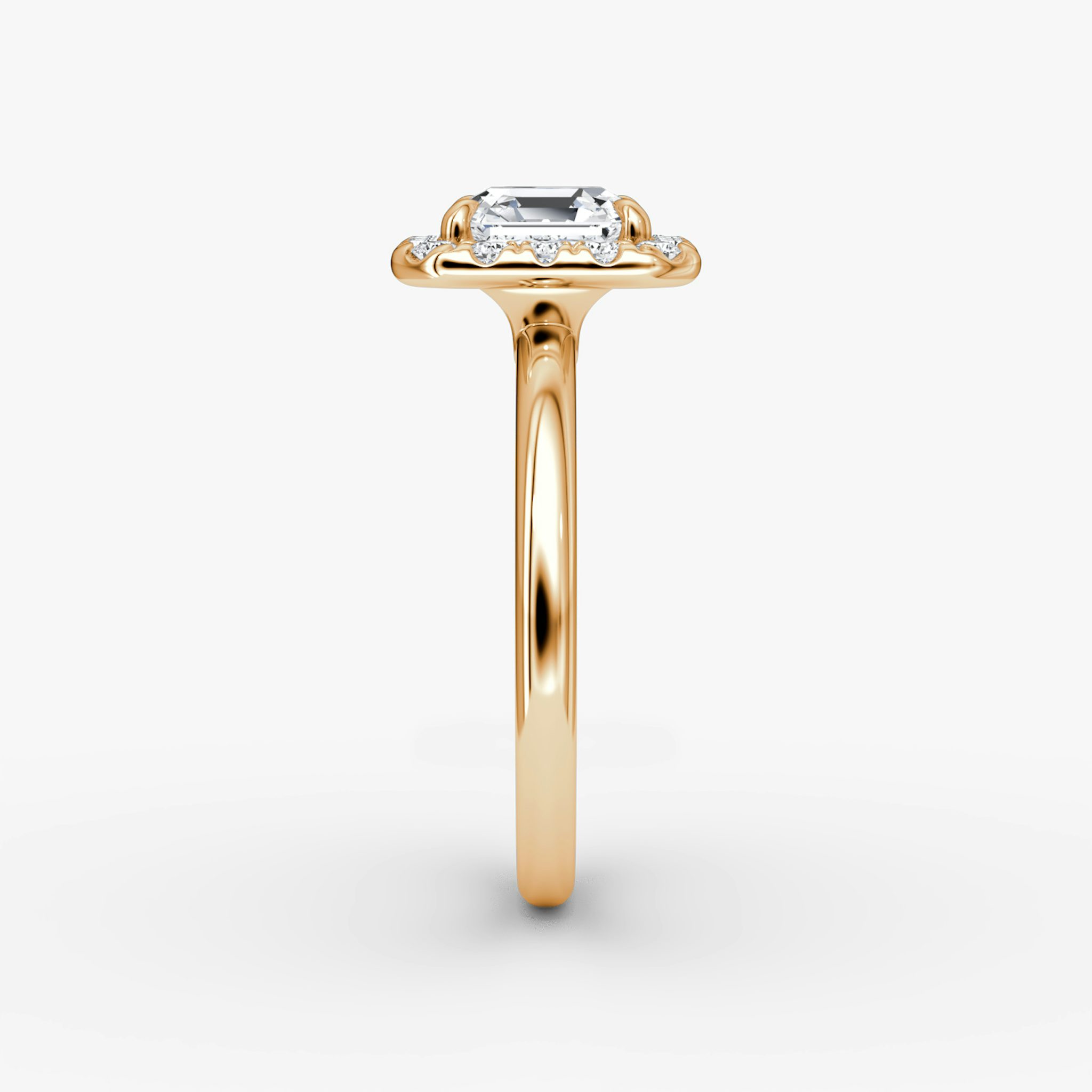 Anillo de compromiso Halo | Asscher | 14k | Oro rosa | bandAccent: Simple | haloSize: large | diamondOrientation: vertical | caratWeight: other