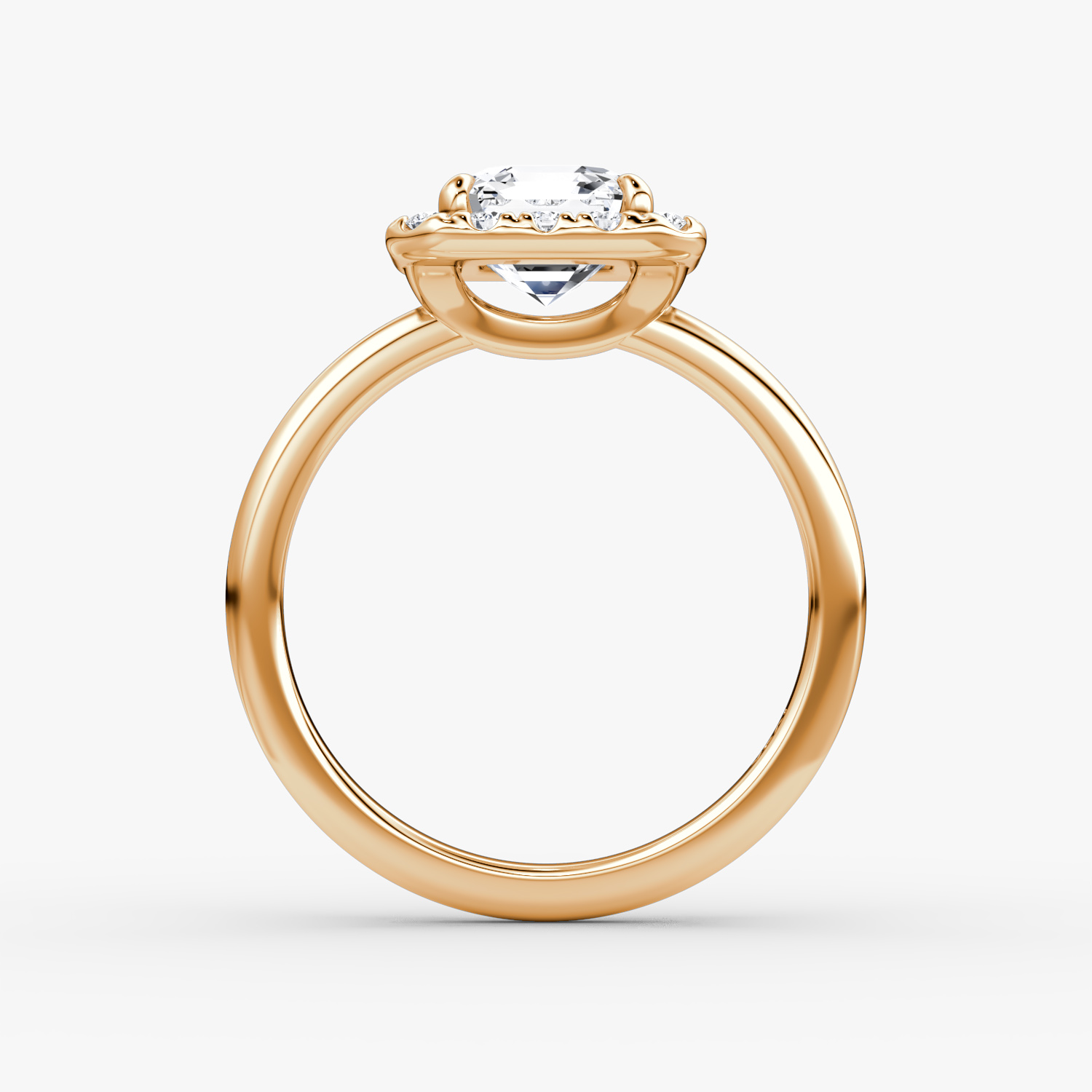 Anillo de compromiso Halo | Asscher | 14k | Oro rosa | bandAccent: Simple | haloSize: large | diamondOrientation: vertical | caratWeight: other