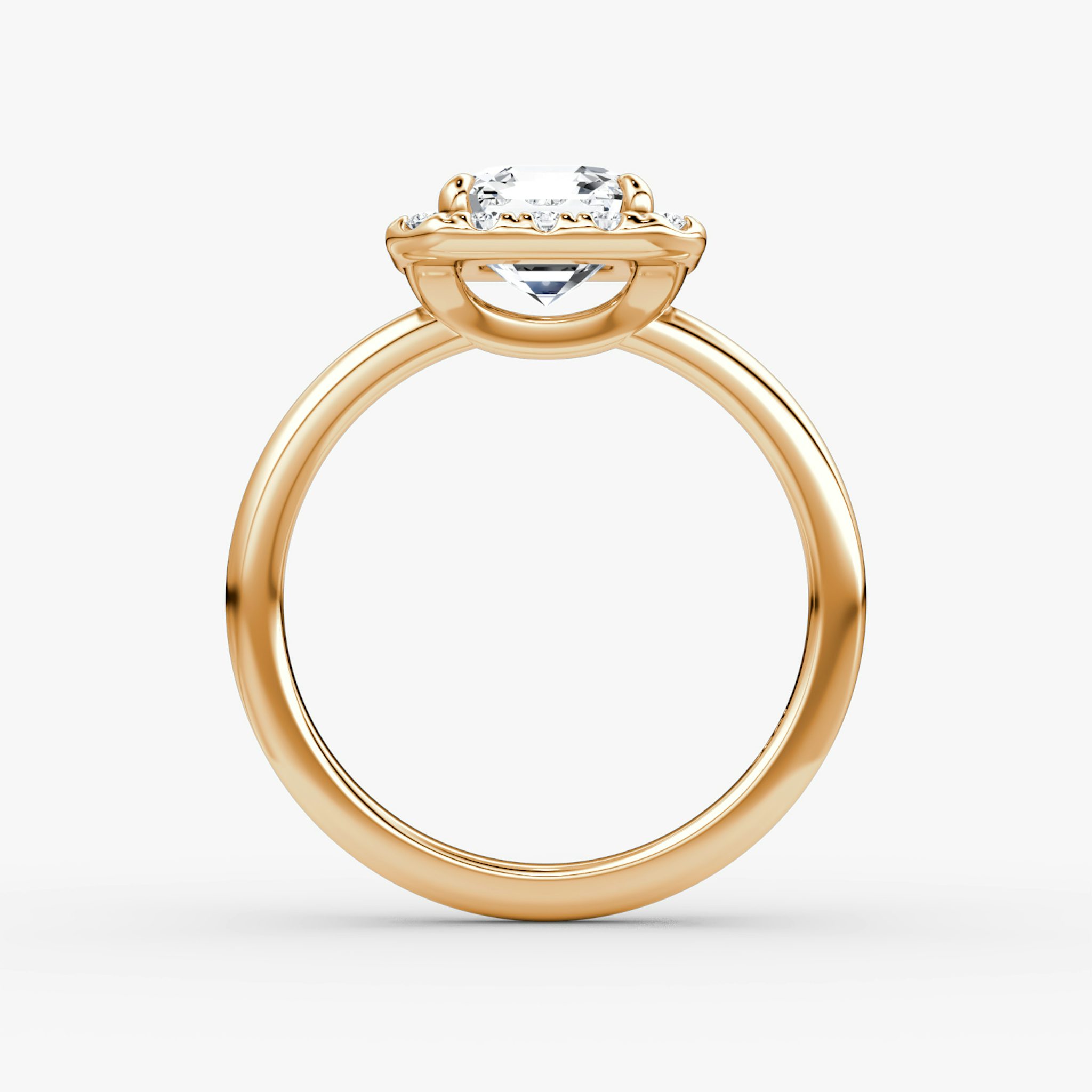 Anillo de compromiso Halo | Asscher | 14k | Oro rosa | bandAccent: Simple | haloSize: large | diamondOrientation: vertical | caratWeight: other