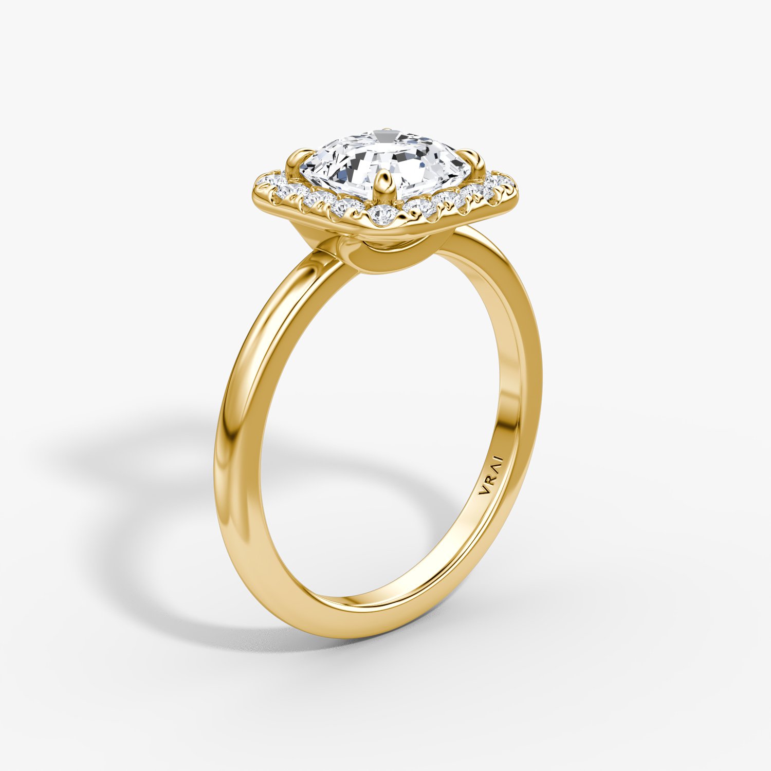 Anillo de compromiso Halo | Asscher | 18k | Oro amarillo | bandAccent: Simple | haloSize: large | diamondOrientation: vertical | caratWeight: other