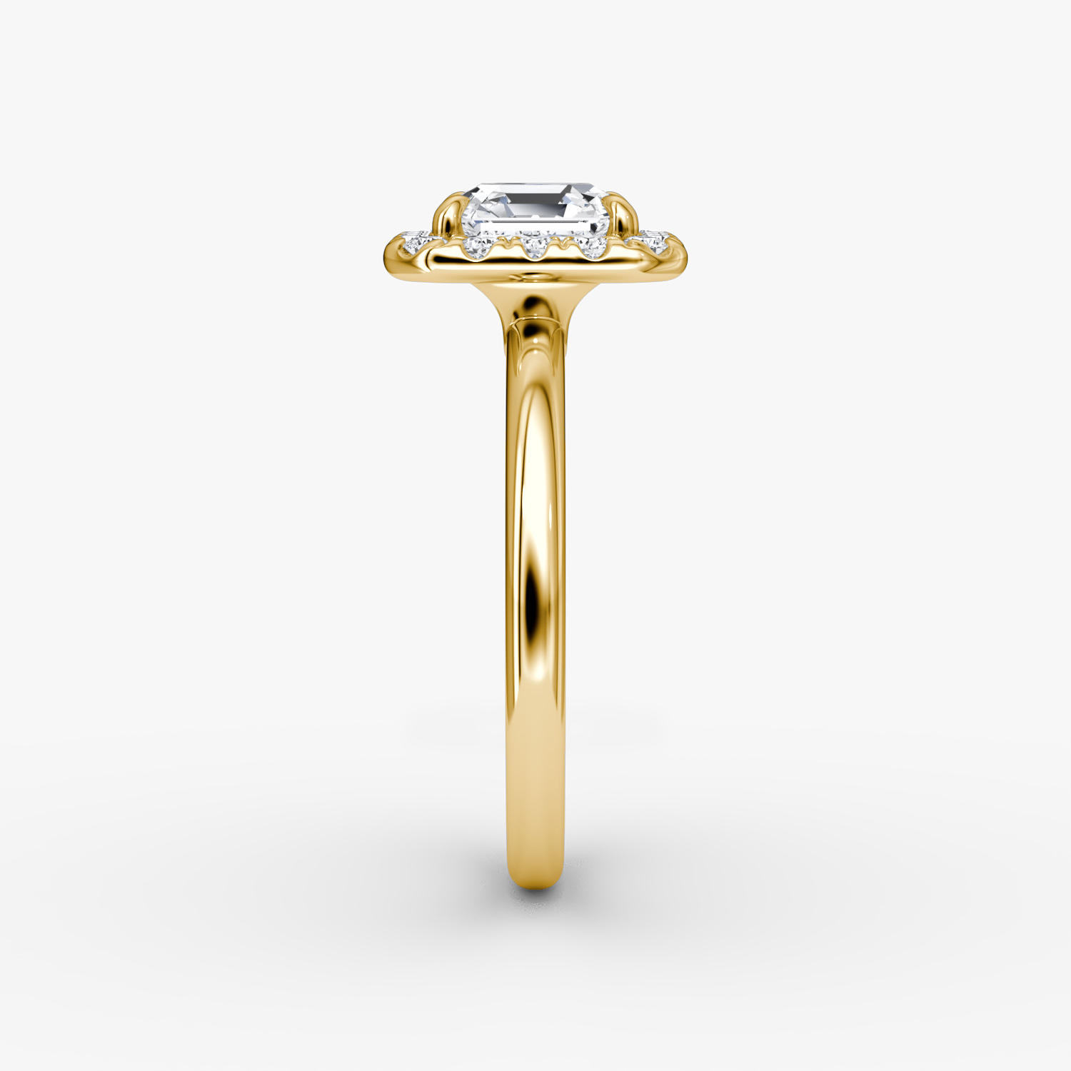 Anillo de compromiso Halo | Asscher | 18k | Oro amarillo | bandAccent: Simple | haloSize: large | diamondOrientation: vertical | caratWeight: other