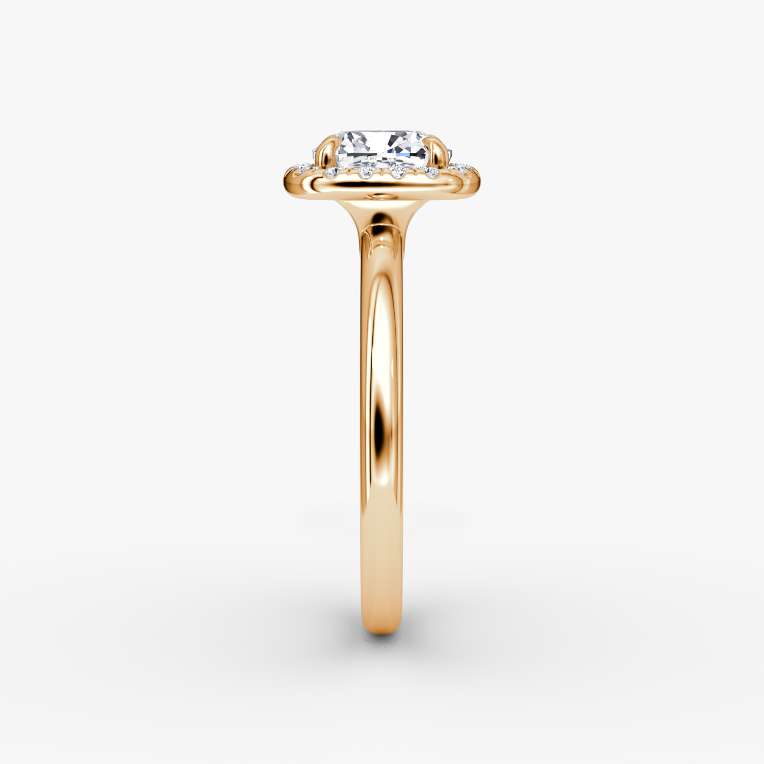 The Halo | Cushion | 14k | Rose Gold | bandAccent: Plain | haloSize: original | diamondOrientation: vertical | caratWeight: other