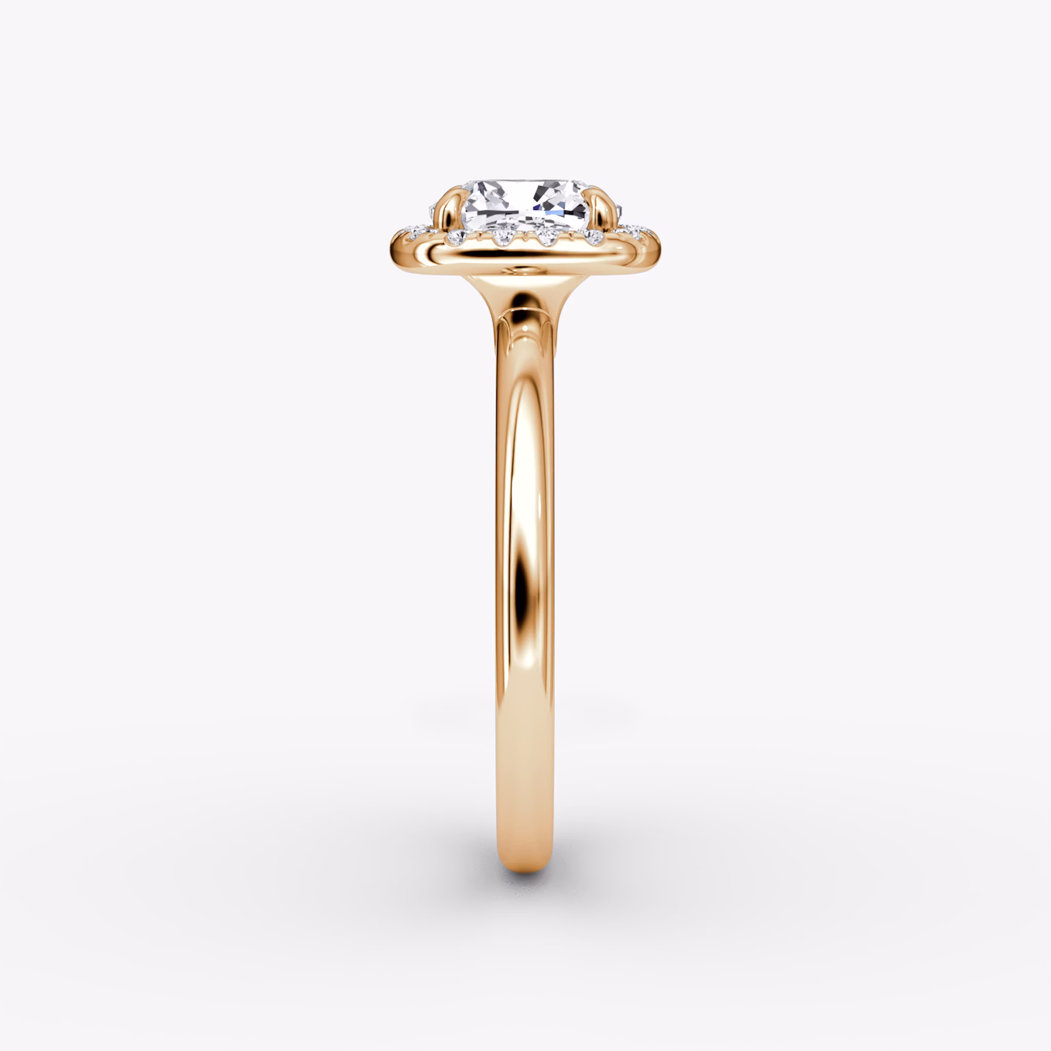 The Halo | Cushion | 14k | Rose Gold | bandAccent: Plain | haloSize: original | diamondOrientation: vertical | caratWeight: other