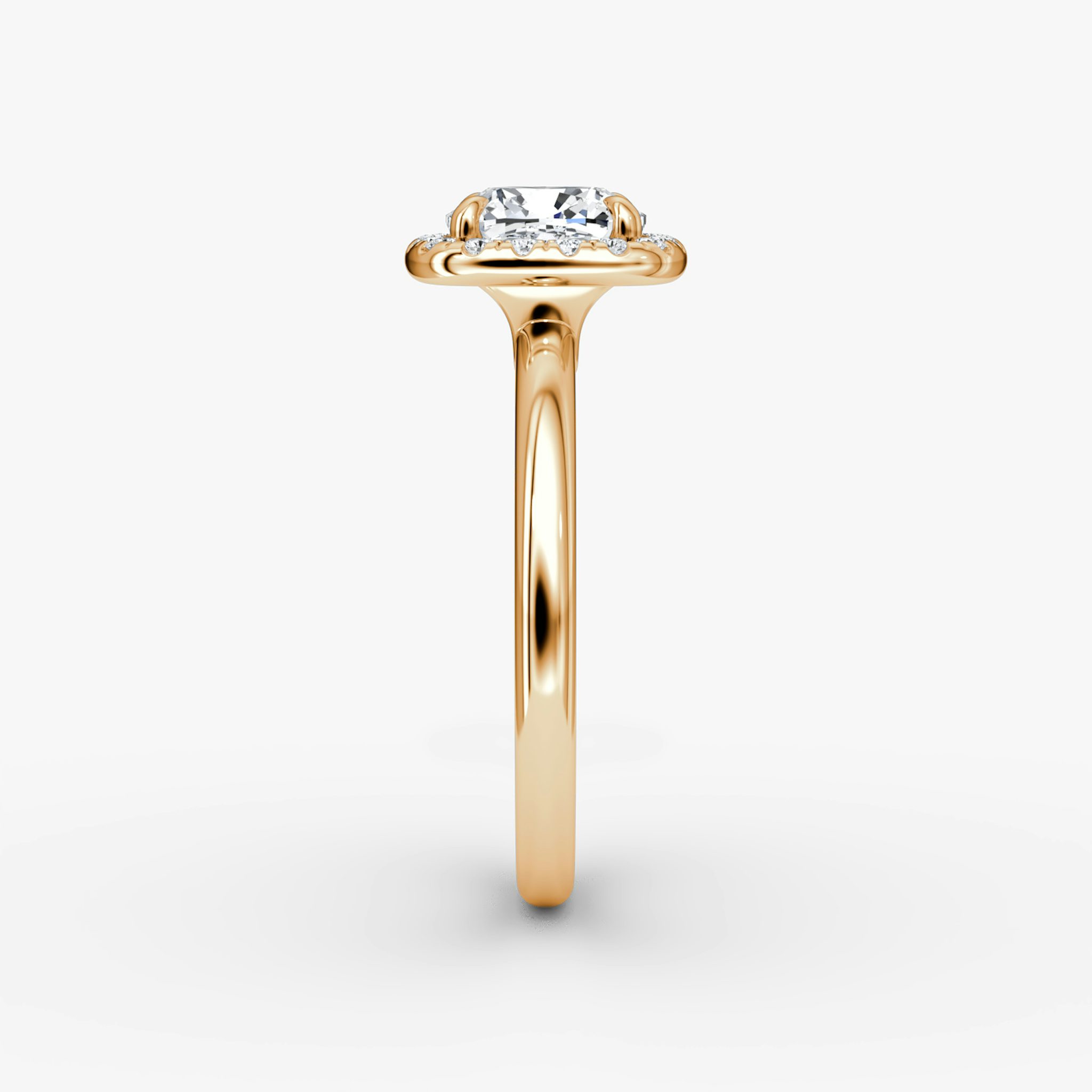 The Halo | Cushion | 14k | Rose Gold | bandAccent: Plain | haloSize: original | diamondOrientation: vertical | caratWeight: other