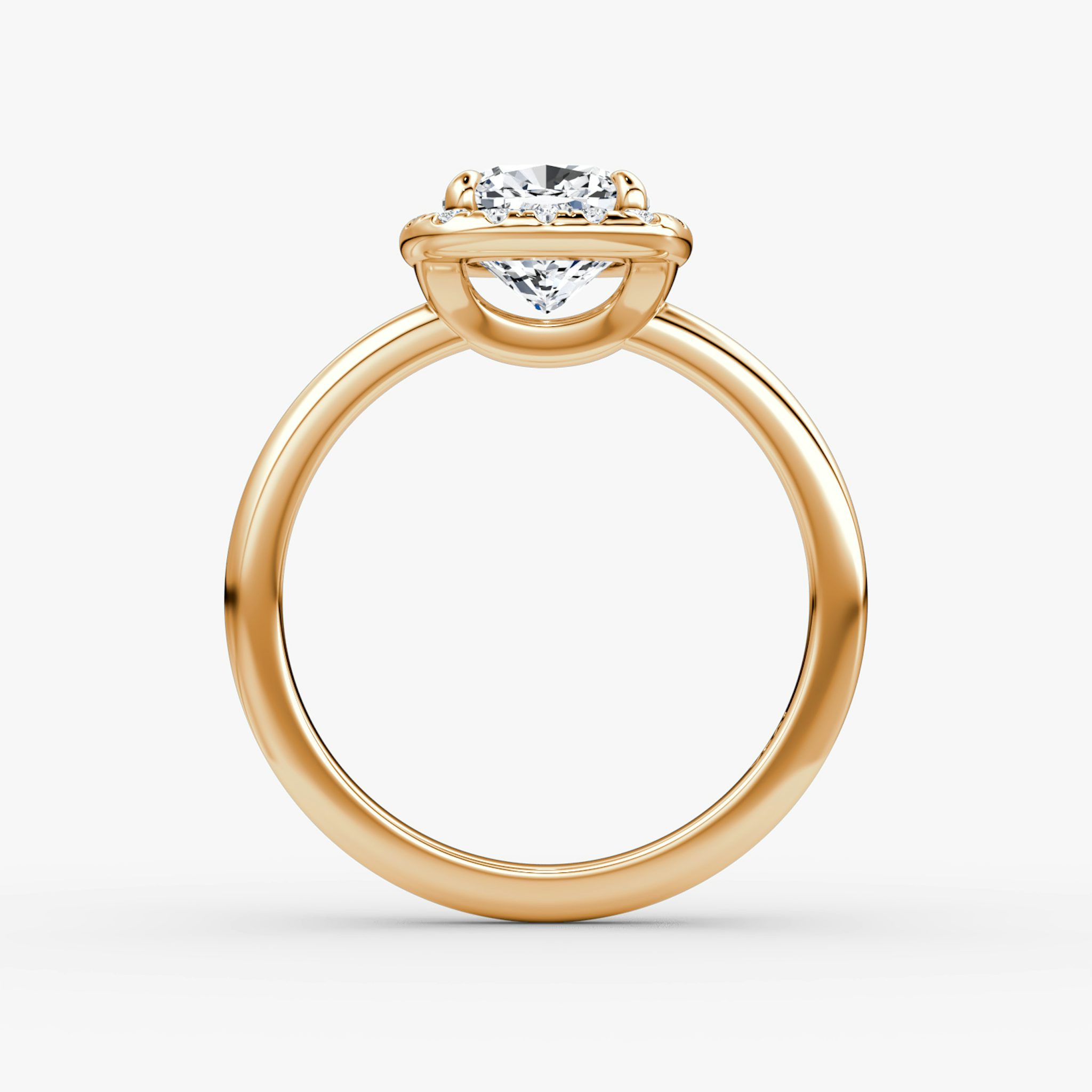The Halo | Cushion | 14k | Rose Gold | bandAccent: Plain | haloSize: original | diamondOrientation: vertical | caratWeight: other