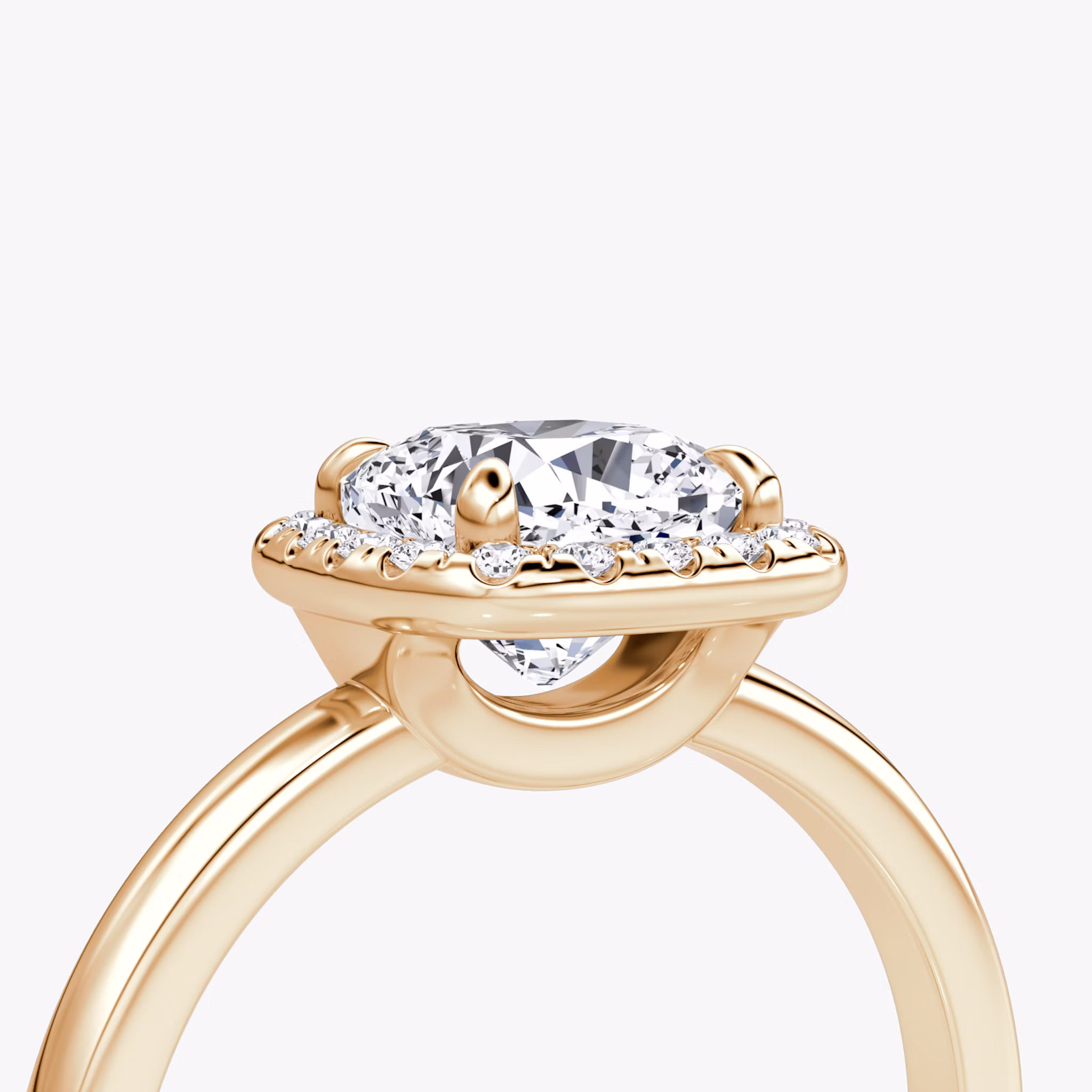 The Halo | Cushion | 14k | Rose Gold | bandAccent: Plain | haloSize: original | diamondOrientation: vertical | caratWeight: other