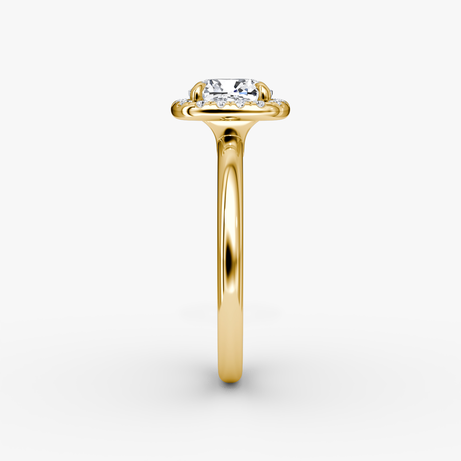 The Halo | Cushion | 18k | Yellow Gold | bandAccent: Plain | haloSize: original | diamondOrientation: vertical | caratWeight: other