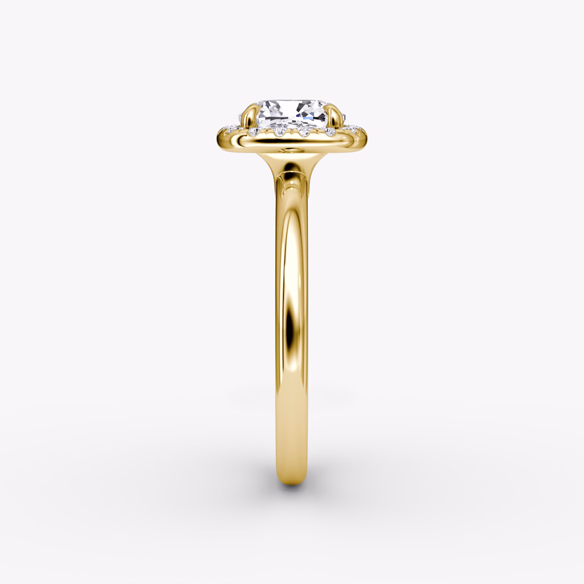 The Halo | Cushion | 18k | Yellow Gold | bandAccent: Plain | haloSize: original | diamondOrientation: vertical | caratWeight: other