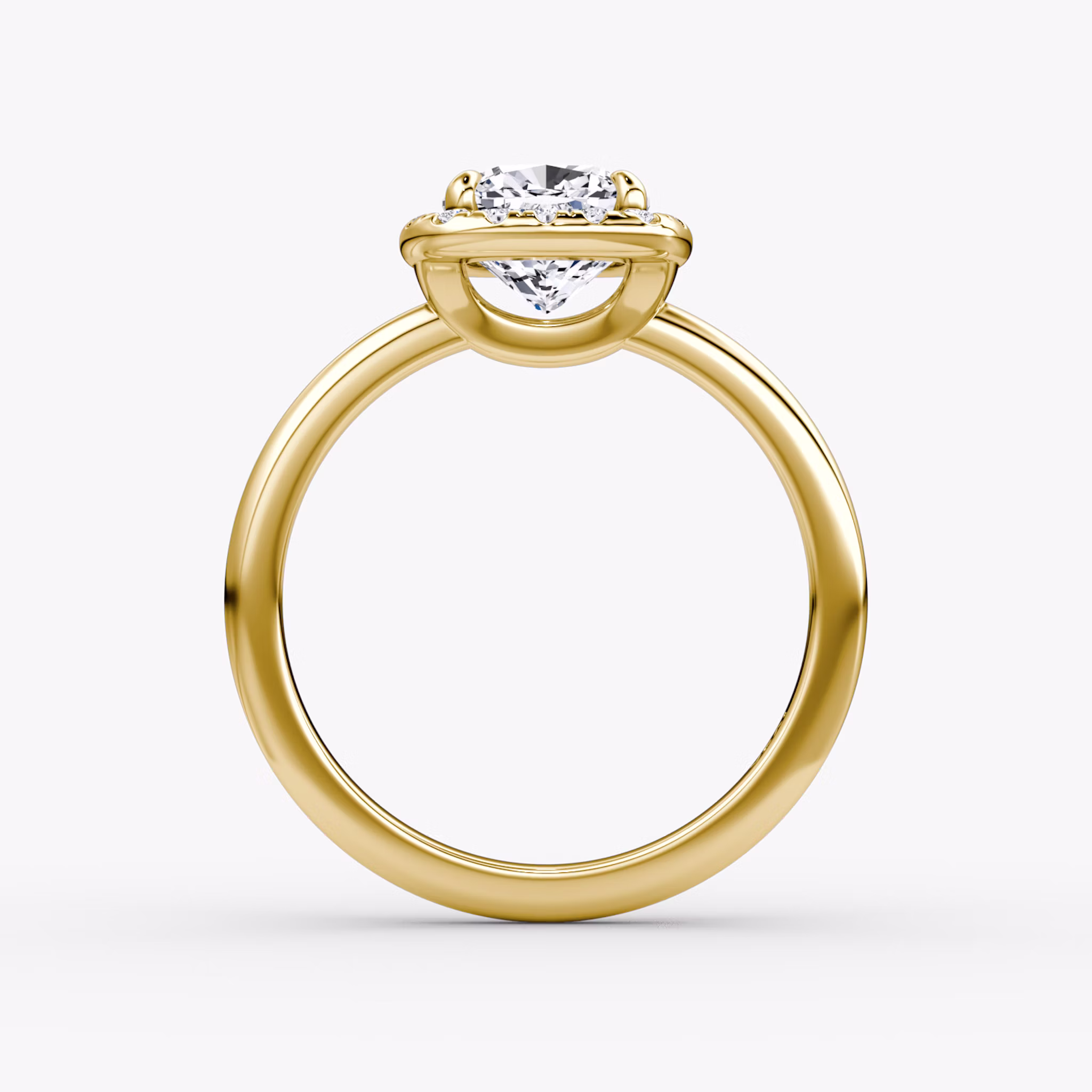 The Halo | Cushion | 18k | Yellow Gold | bandAccent: Plain | haloSize: original | diamondOrientation: vertical | caratWeight: other