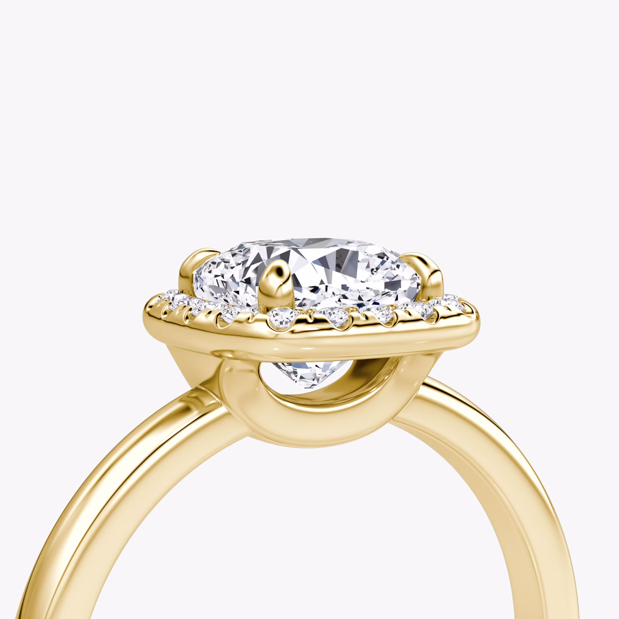 The Halo | Cushion | 18k | Yellow Gold | bandAccent: Plain | haloSize: original | diamondOrientation: vertical | caratWeight: other