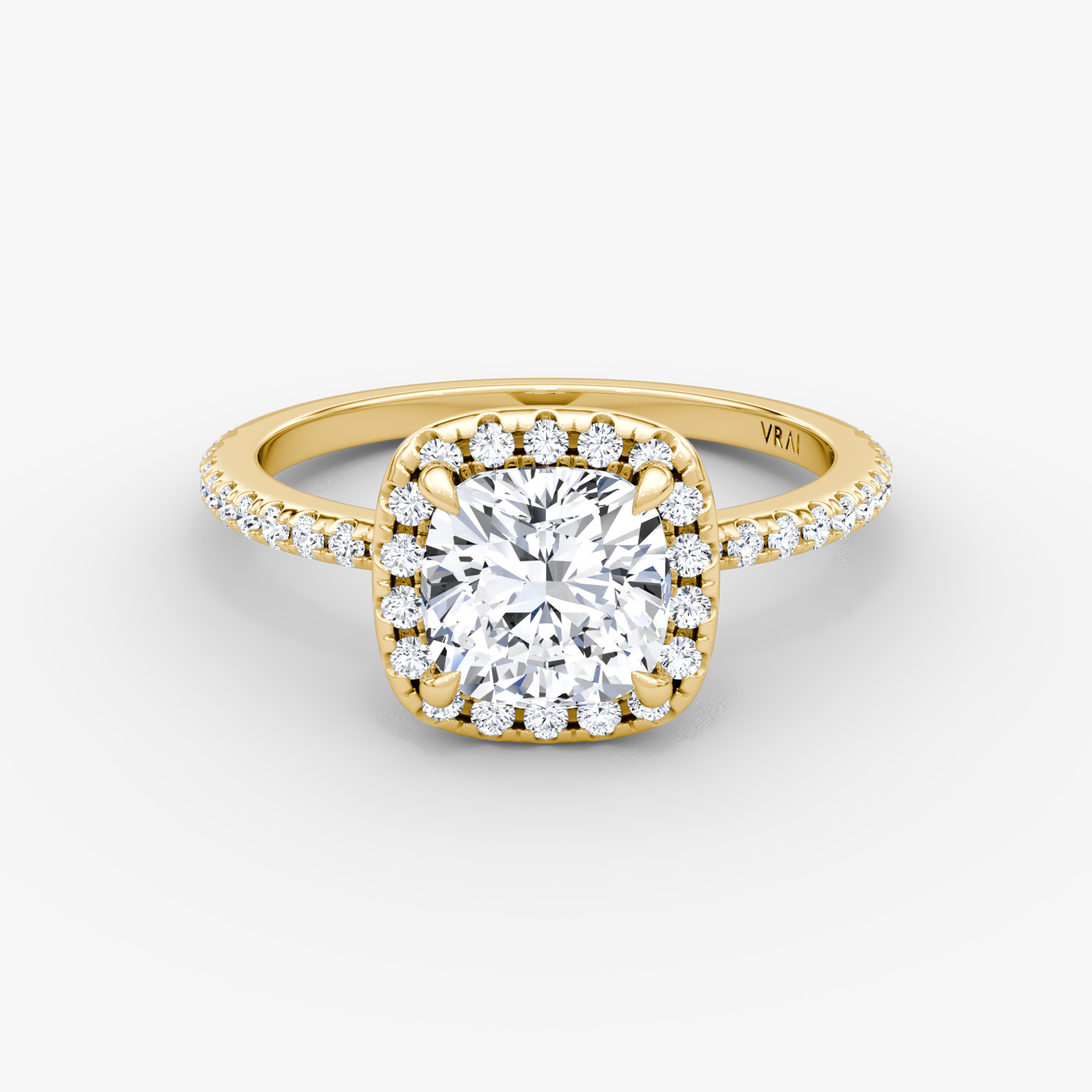 The Halo Cushion | Yellow Gold