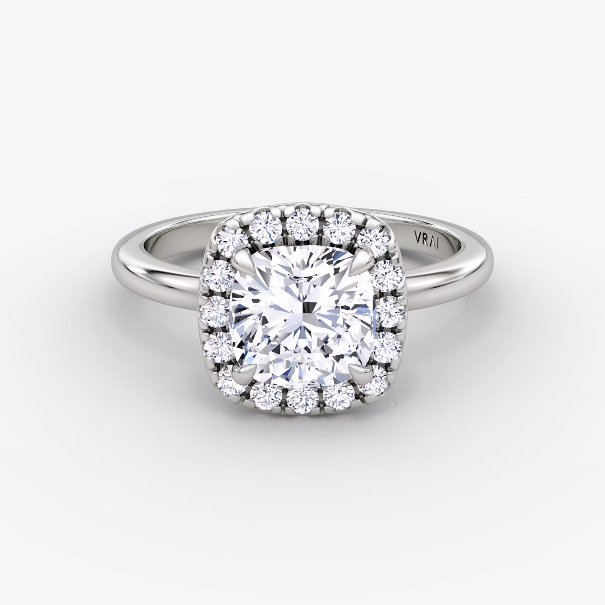 Halo Cushion | White Gold