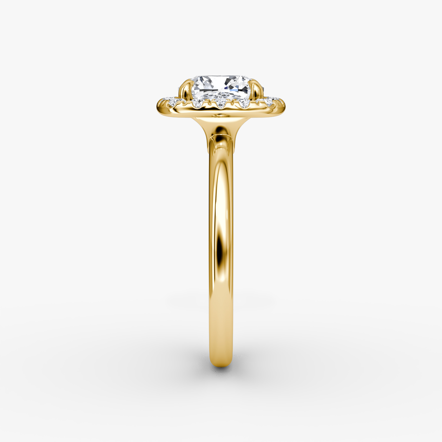The Halo | Cushion | 18k | Yellow Gold | bandAccent: Plain | haloSize: large | diamondOrientation: vertical | caratWeight: other