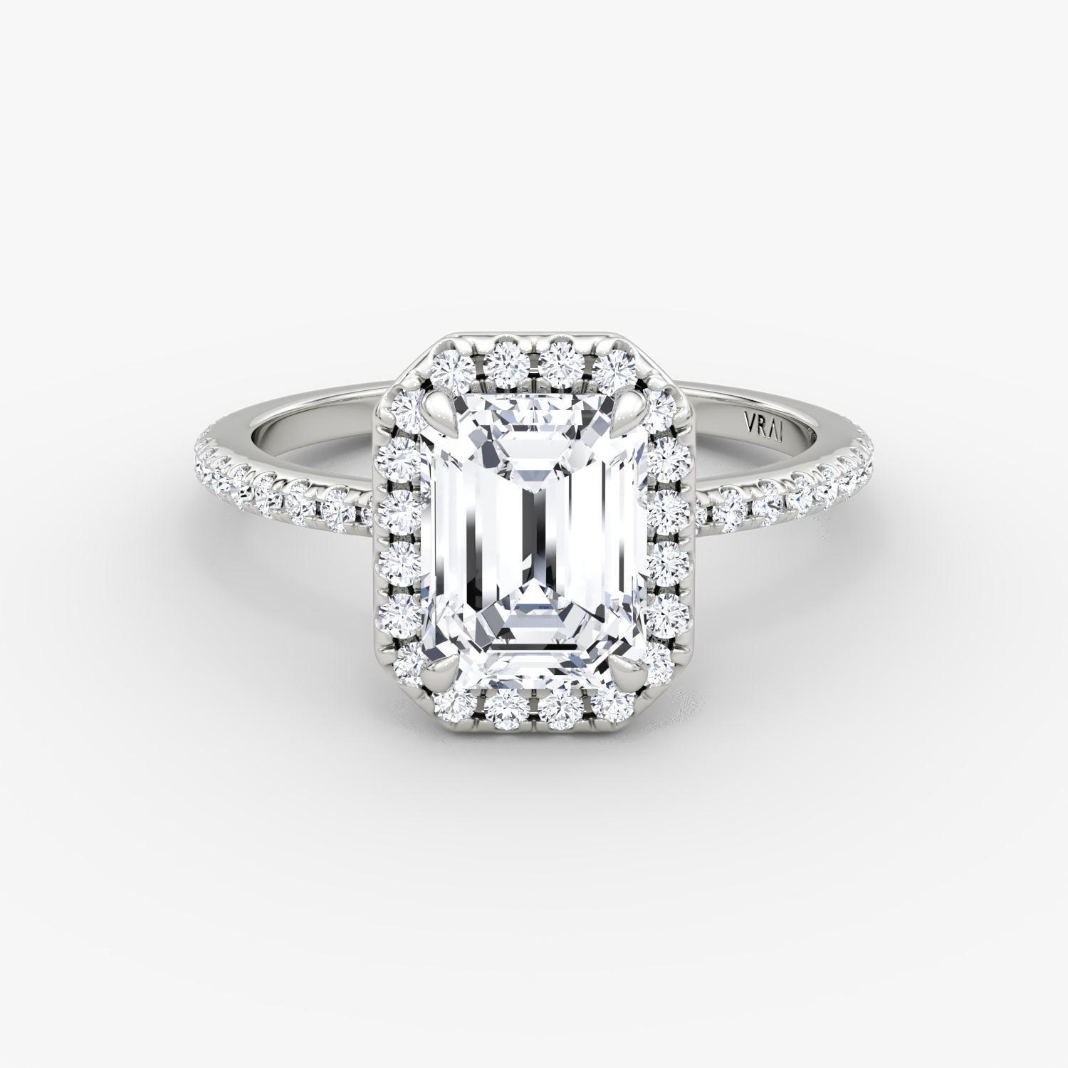 The Halo Emerald | White Gold